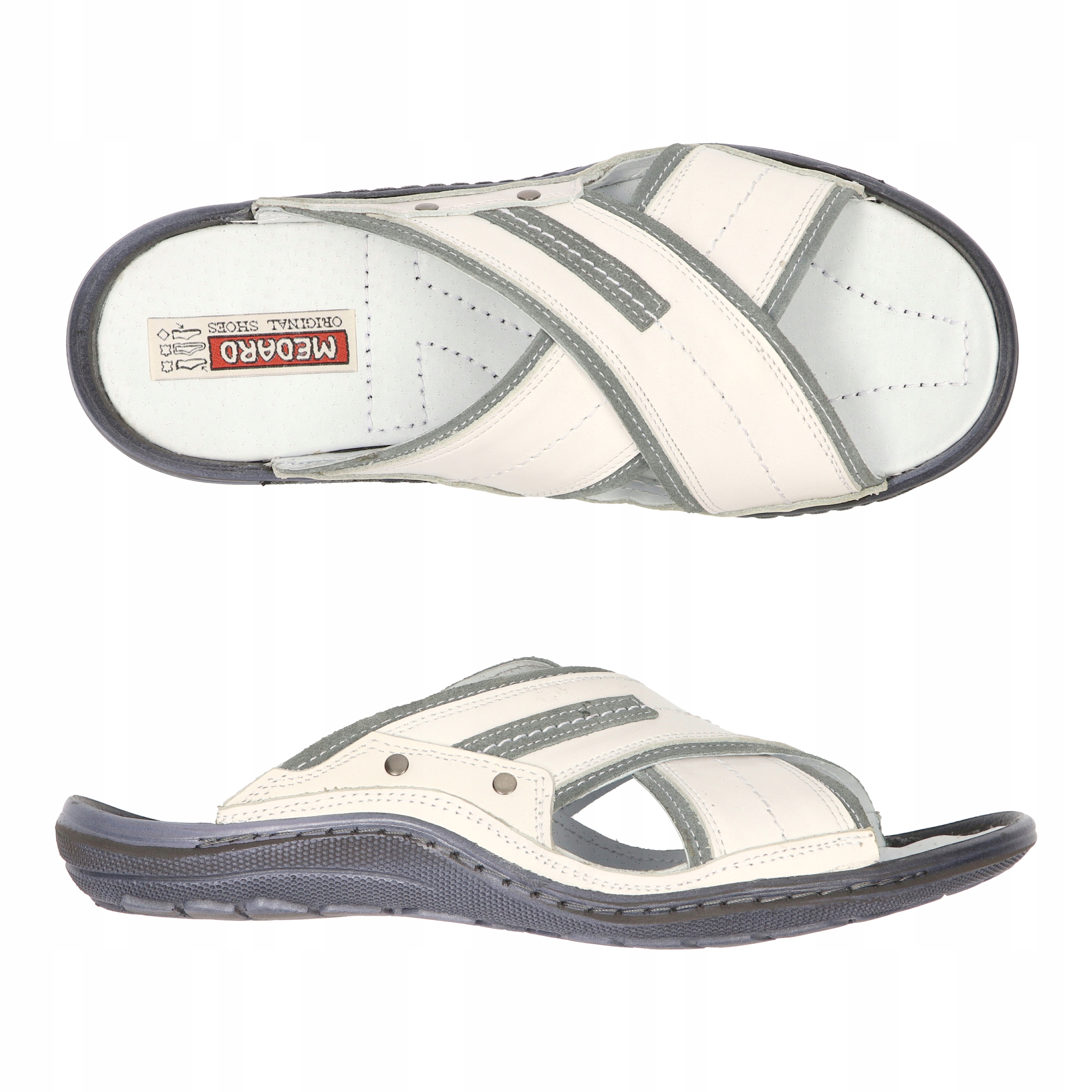 KLAPKI MĘSKIE SKÓRZANE MEDARD R42 BIAŁE POLSKIE Kod producenta 078B