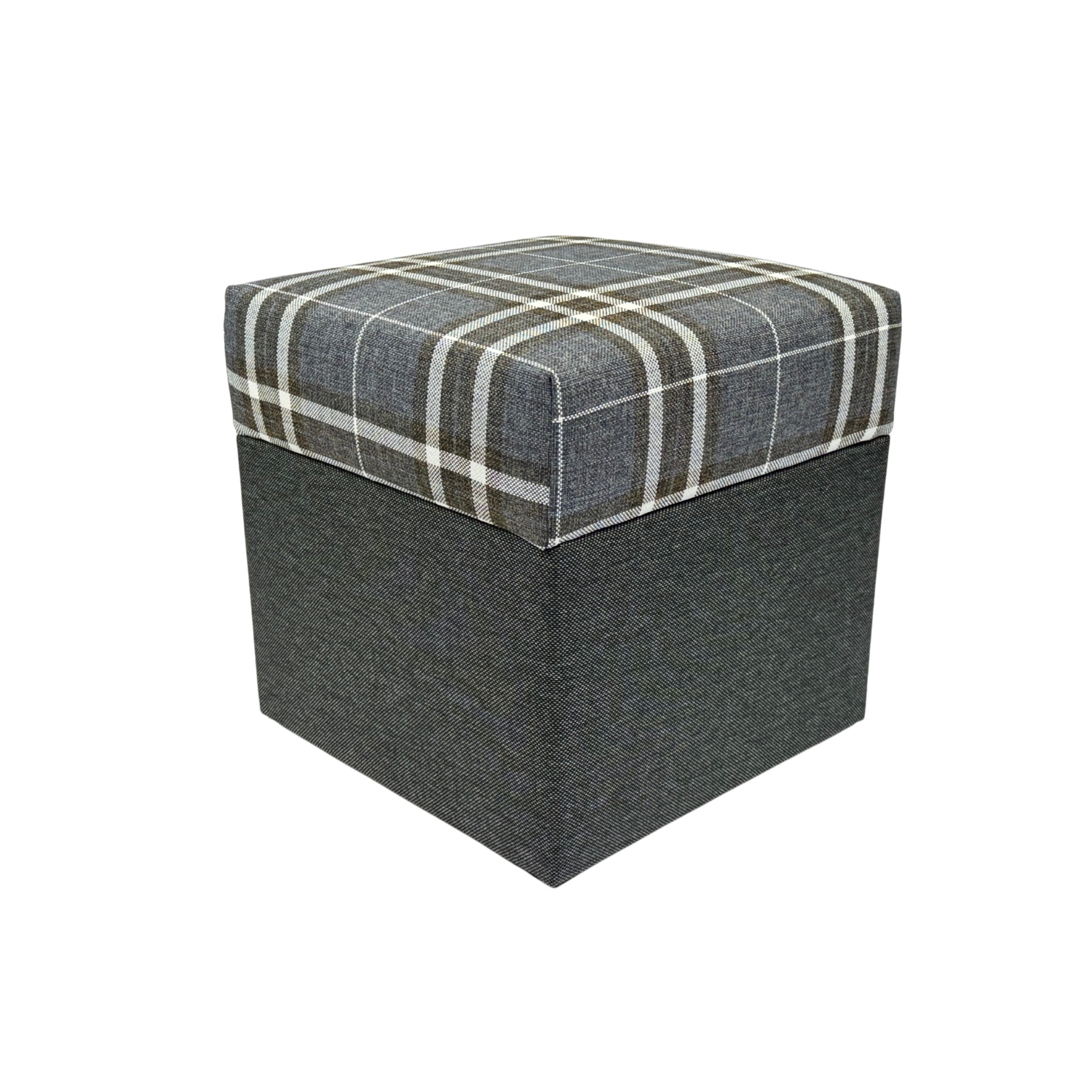 Taburet čtvercová otevírací lobox tmavě šedá s pletenou mřížkou