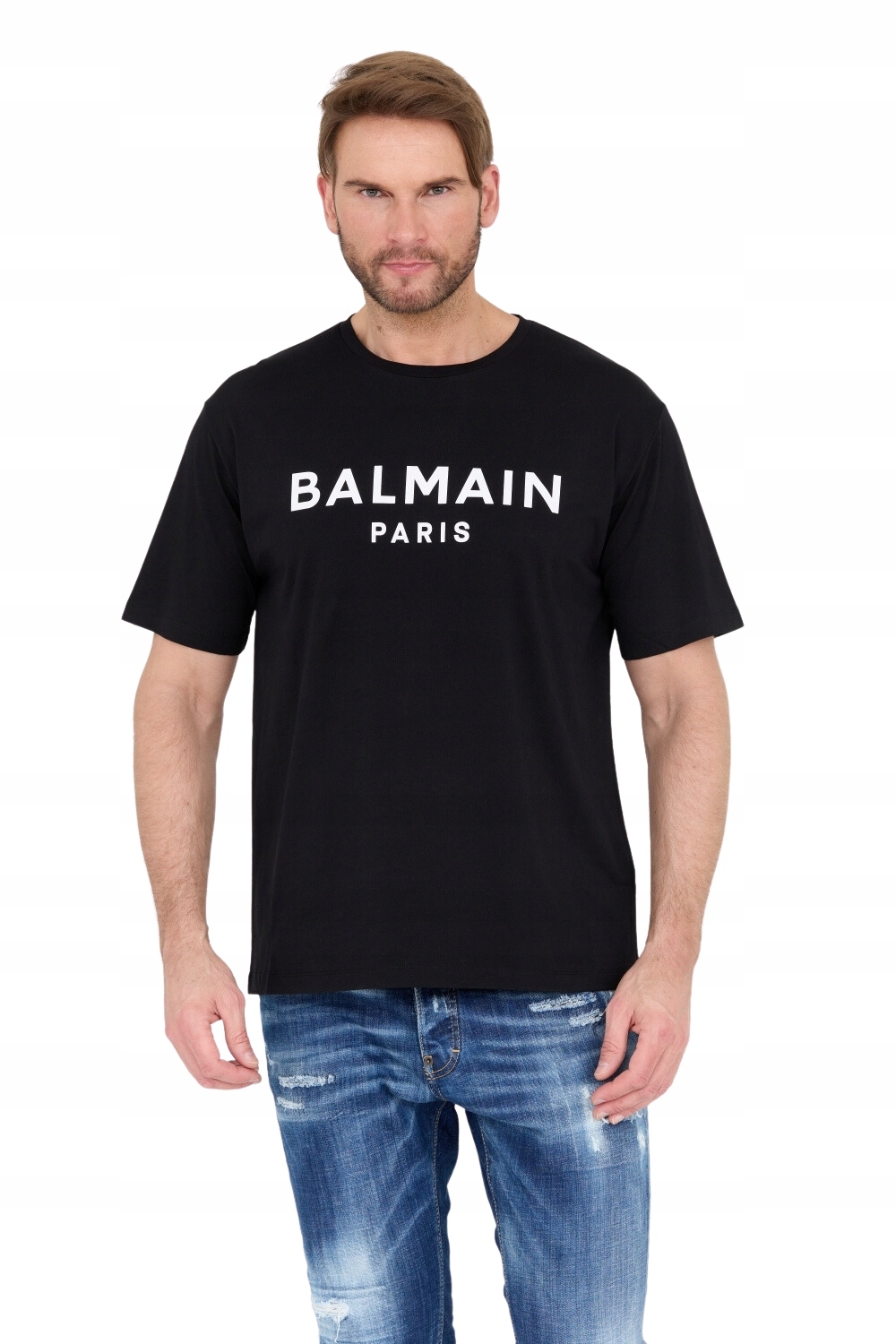 BALMAIN Čierne tričko s potlačou loga 2XL