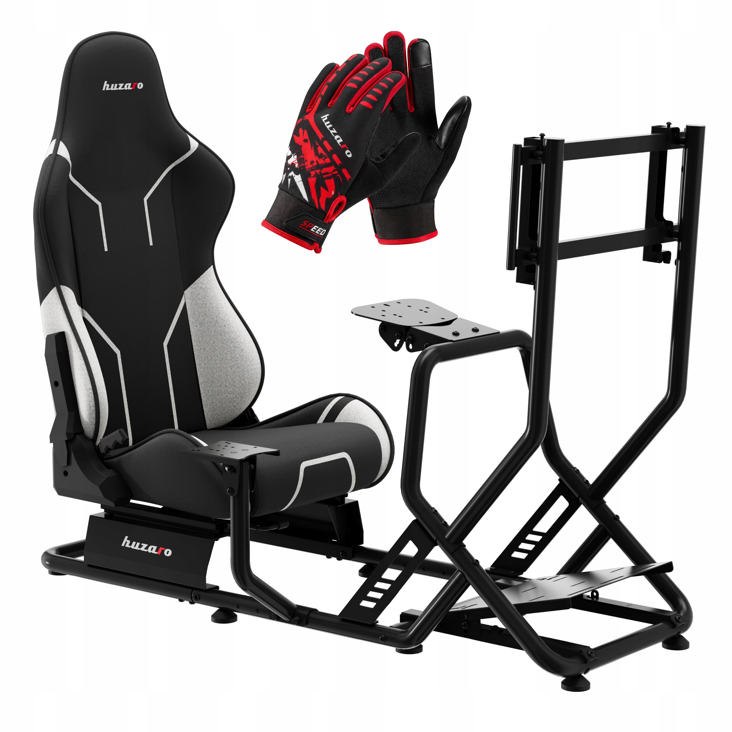 Závodní kokpit Huzaro s kelímkovou herní konstrukcí pro simracing rukavice