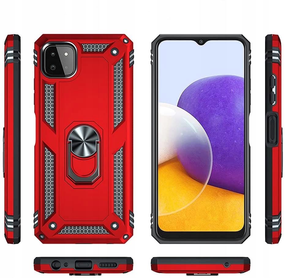 ETUI PANCERNE ARMOR RING DO SAMSUNG A22 5G + SZKŁO Kolor wielokolorowy