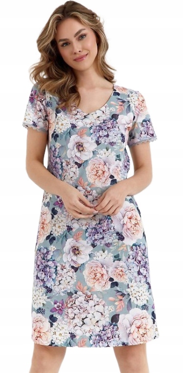 Cana Bavlněná Košile Noční 466 Sage Flowers Květy Šalvěj S 36