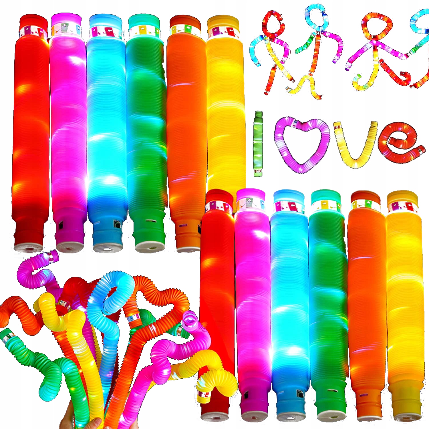 

Rurki Pop Tube Sensoryczne rury Świecące 12szt XXL