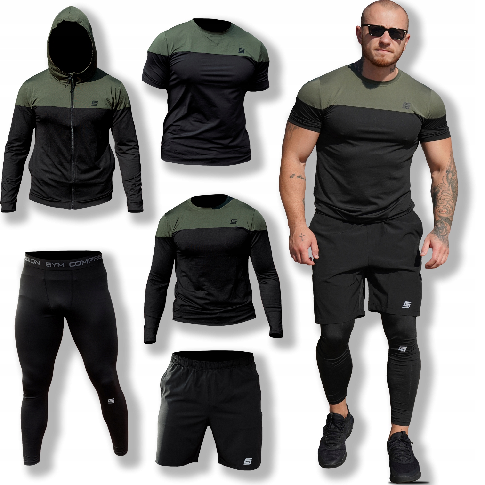 Tričko Komplet 5v1 Termoaktivní Kalhoty Na Trénink Sportovní Pánské Oblečení