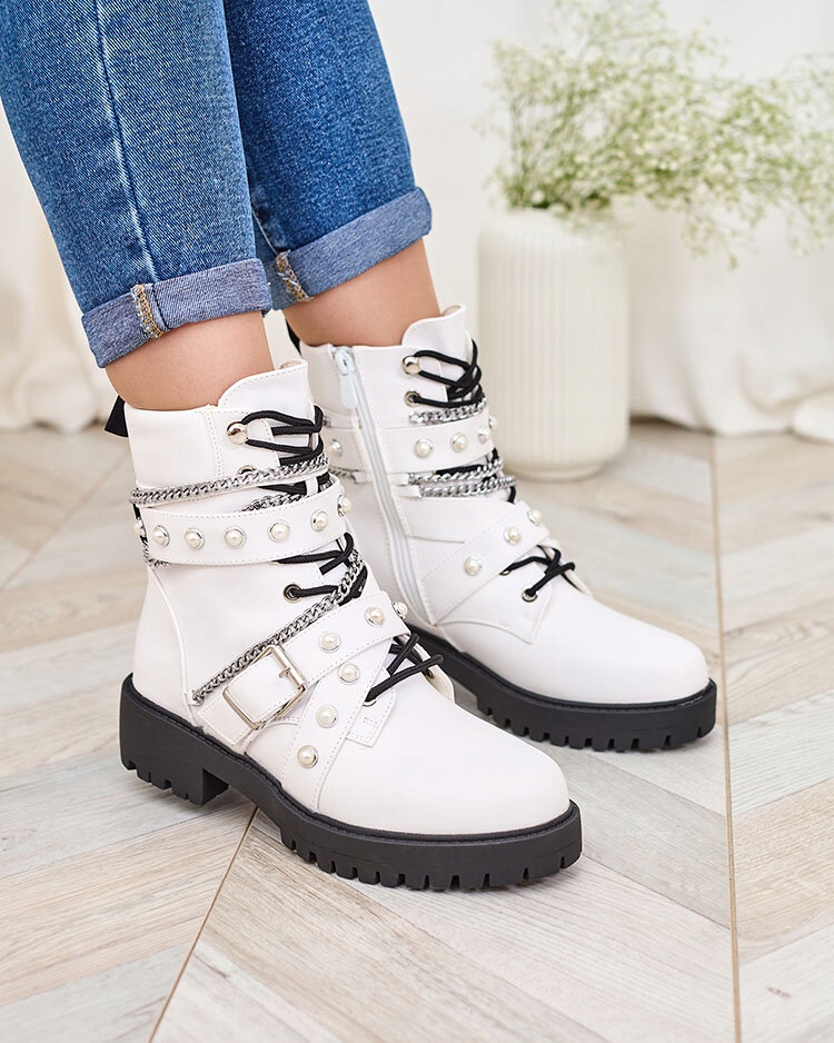 BIAŁE BOTKI DAMSKIE WORKERY GETITTY 38 Rozmiar 38