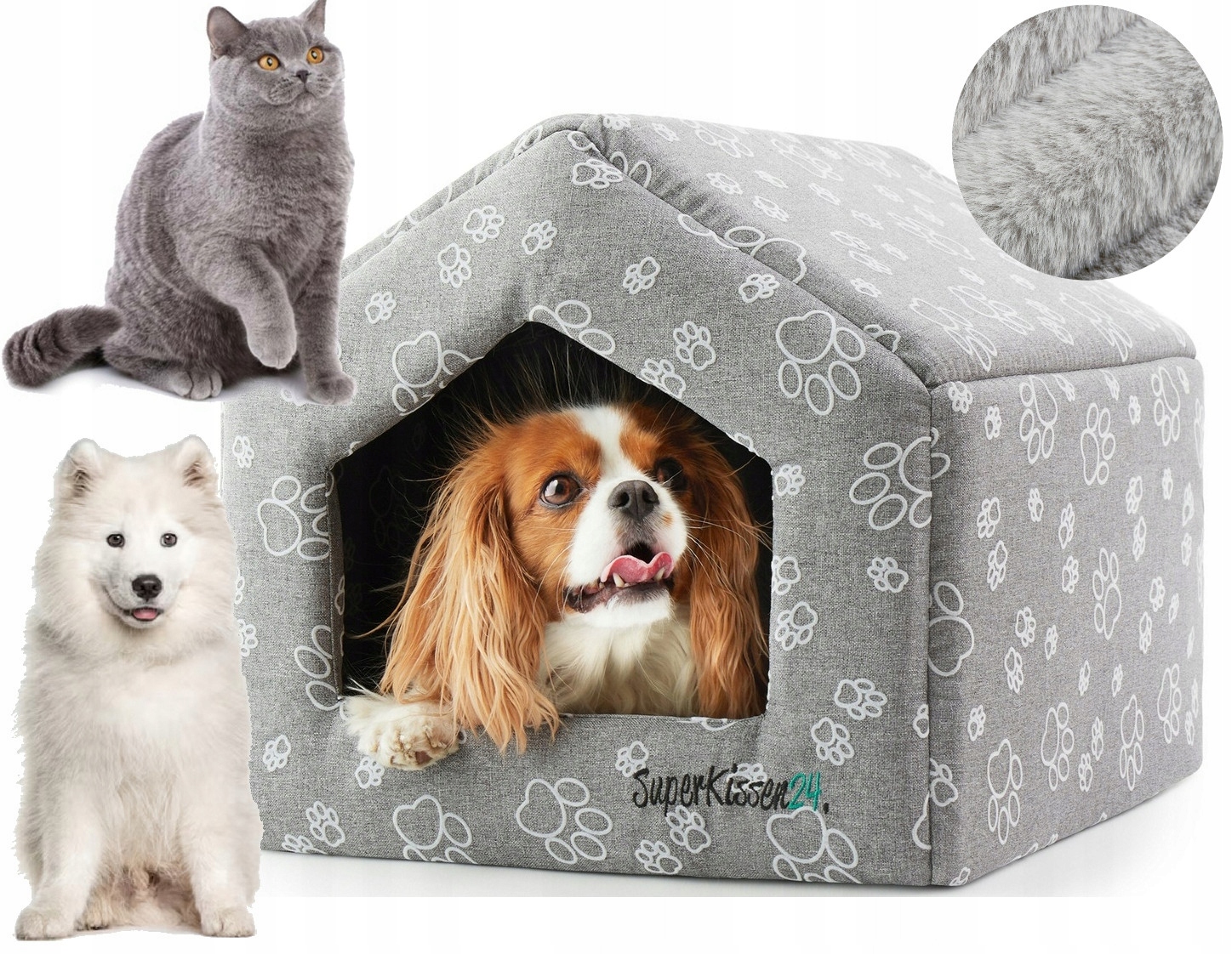 Levně Domeček pro psa kočku pelíšek bouda L Claw Kožešina