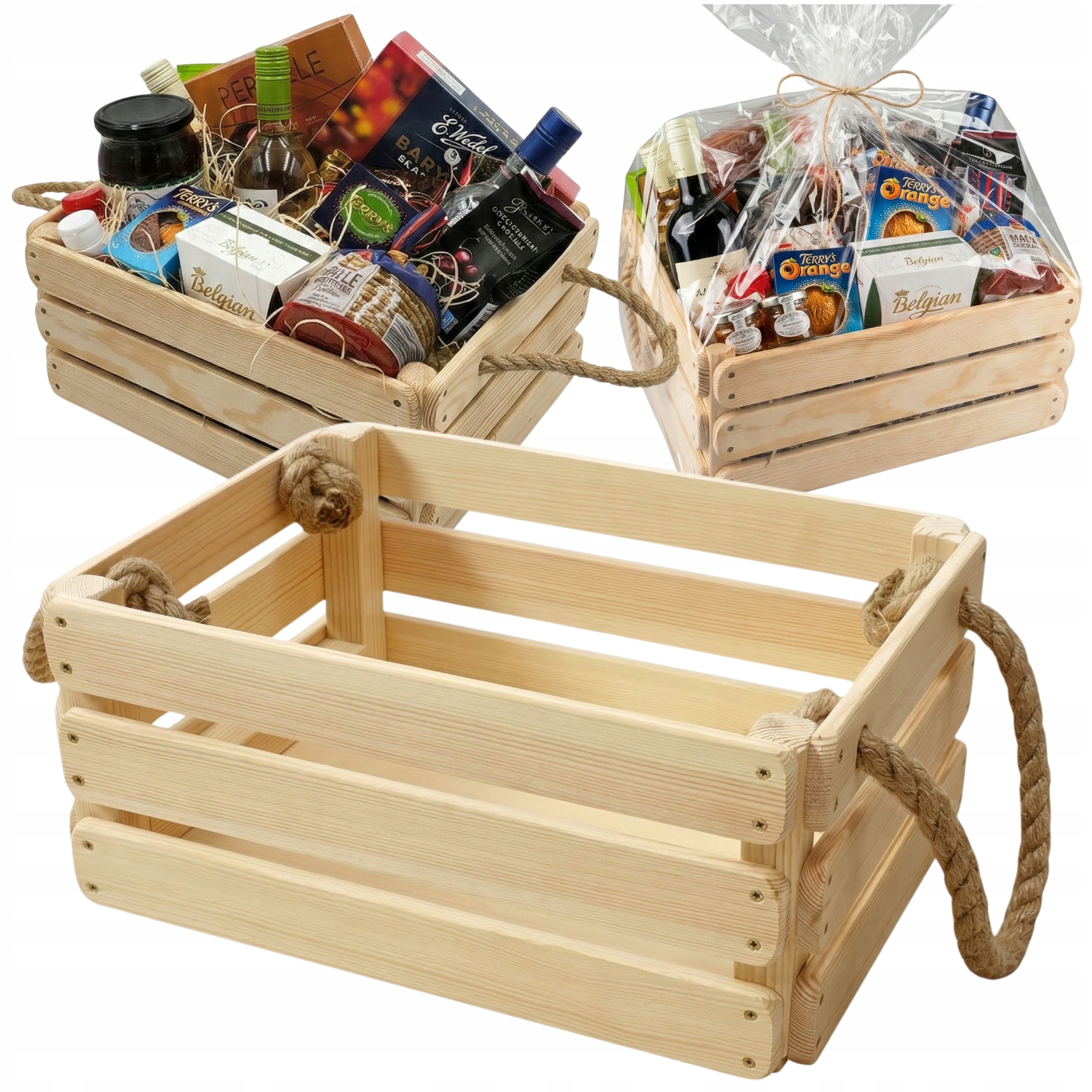 Košík Dárkový košík jako Dárek Alkohol Dřevěná krabička Krabička Eko Kvalita