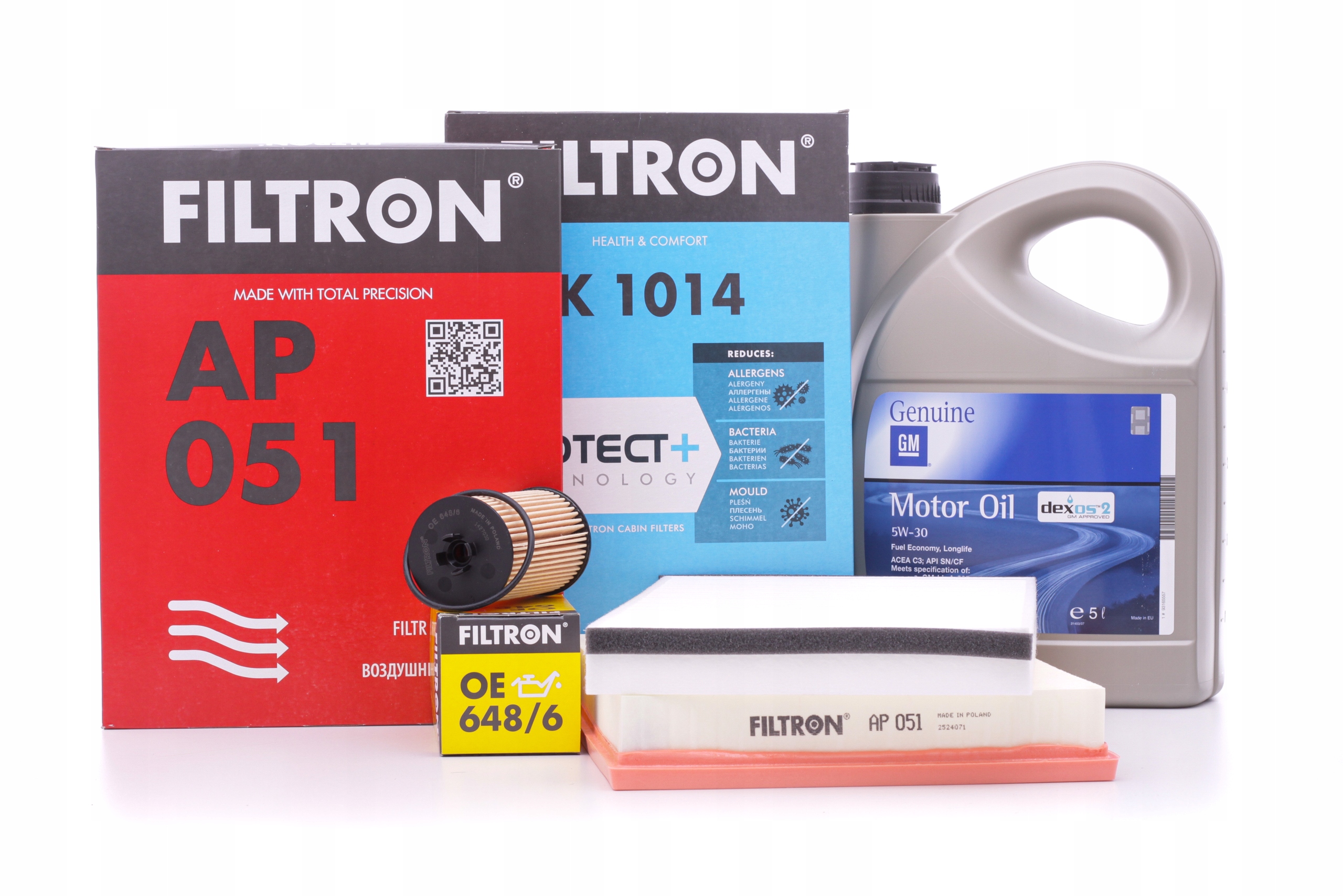 Sada filtrů Filtron Motorový olej Gm 5W30 5L Opel Astra H 1.6 1.8 16V
