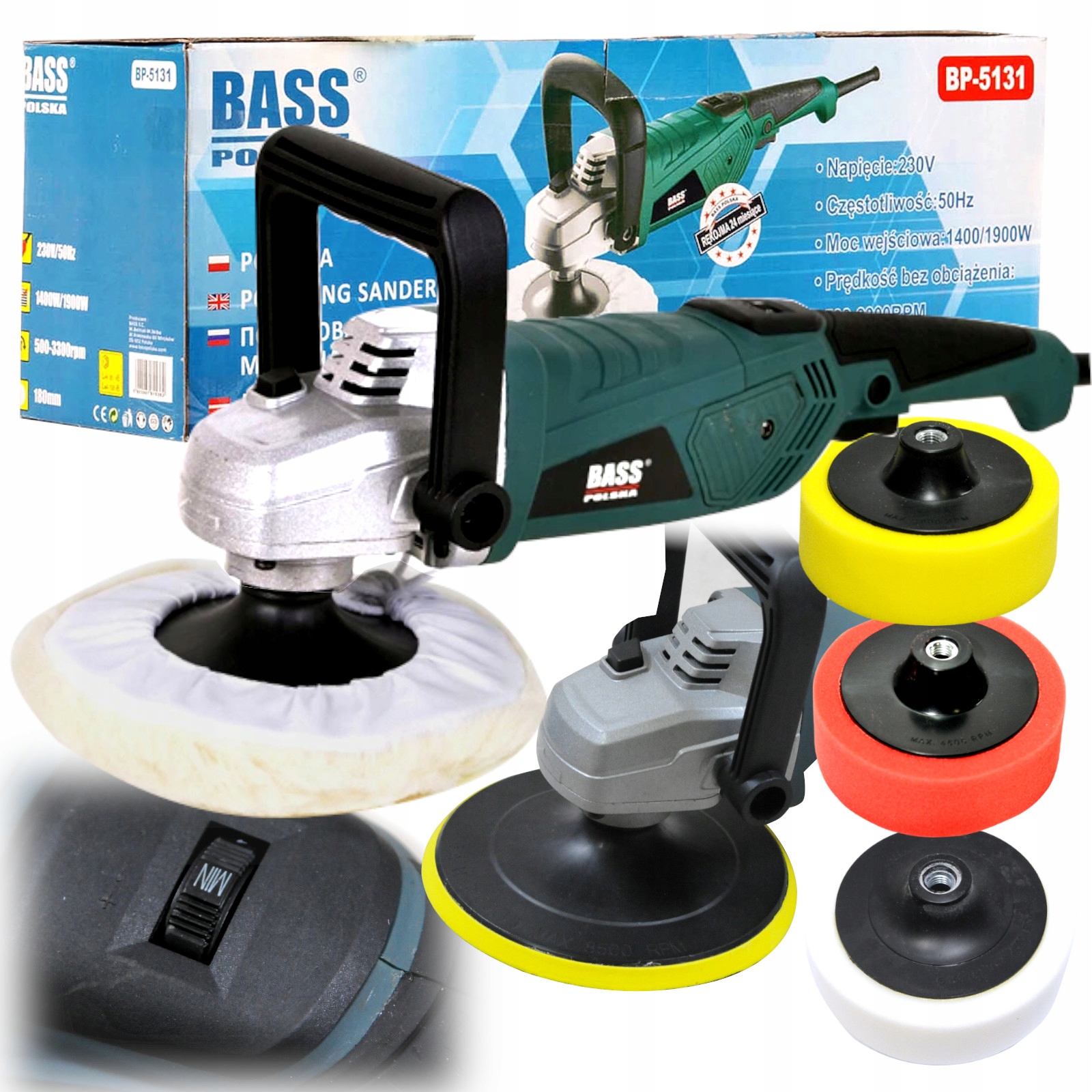 

Bass Polerka Samochodowa 1900W 180mm 3 Gąbki