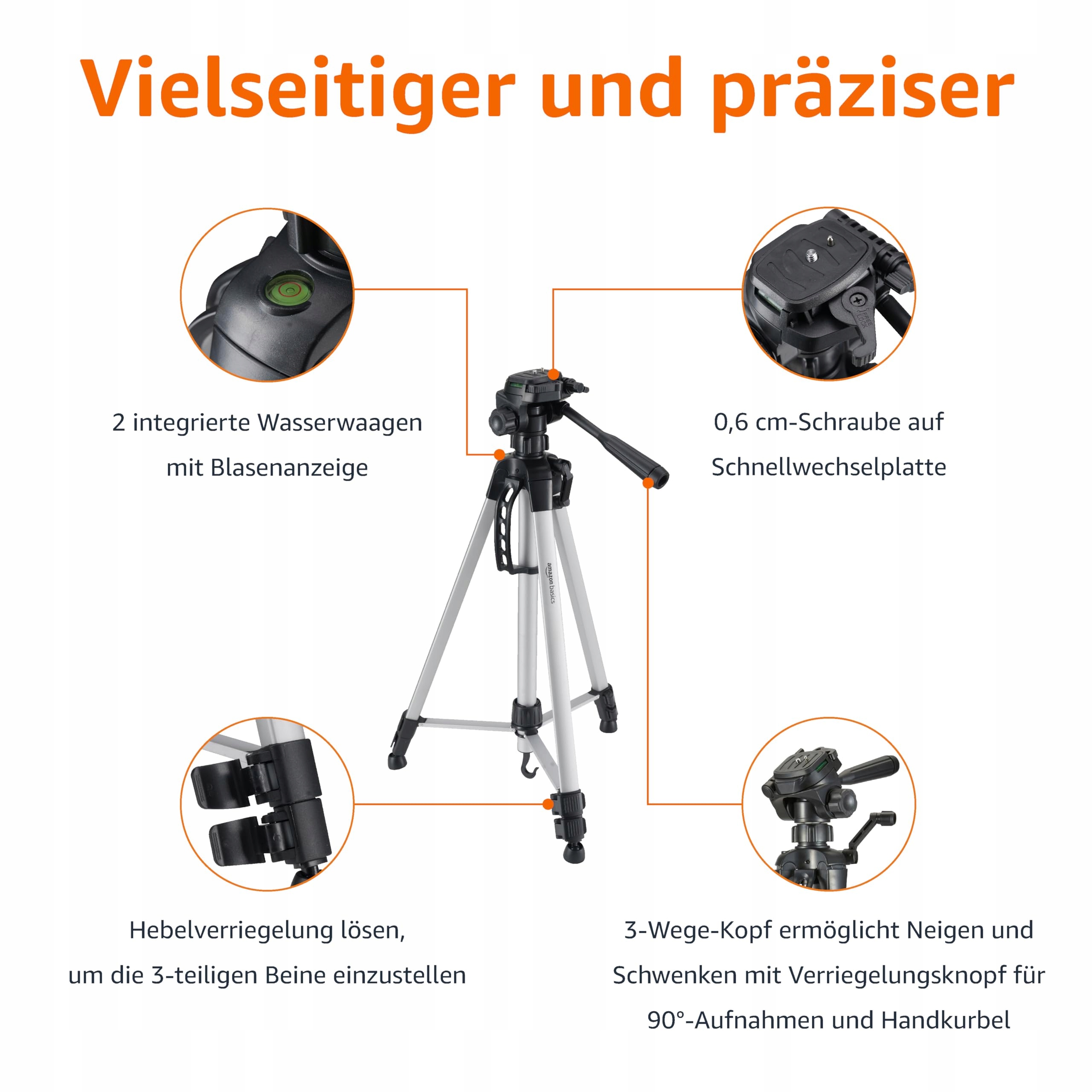 BASICS Statyw Do Aparatów DSLR I Lornetek 152 cm Czarny Z Torbą — miniatura 2