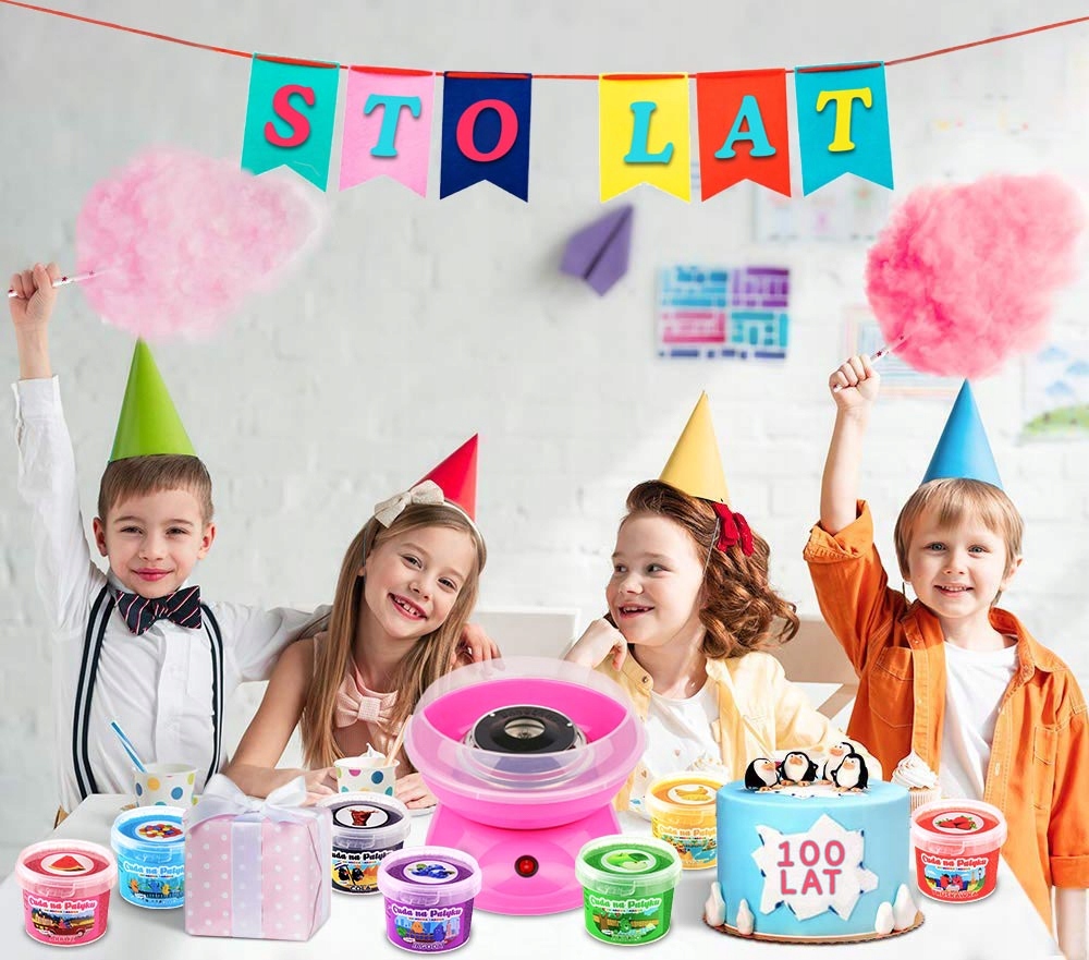 KOLOROWY Cukier do Waty Cukrowej do Maszyny Smakowy PATYCZKI ZESTAW 16x100g Model Zestaw 16 kolorowych cukrów do waty cukrowej