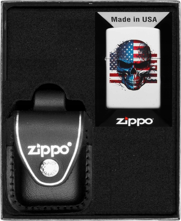 Sada Zippo Zapalovač Skull Flag Design Dárkový No3