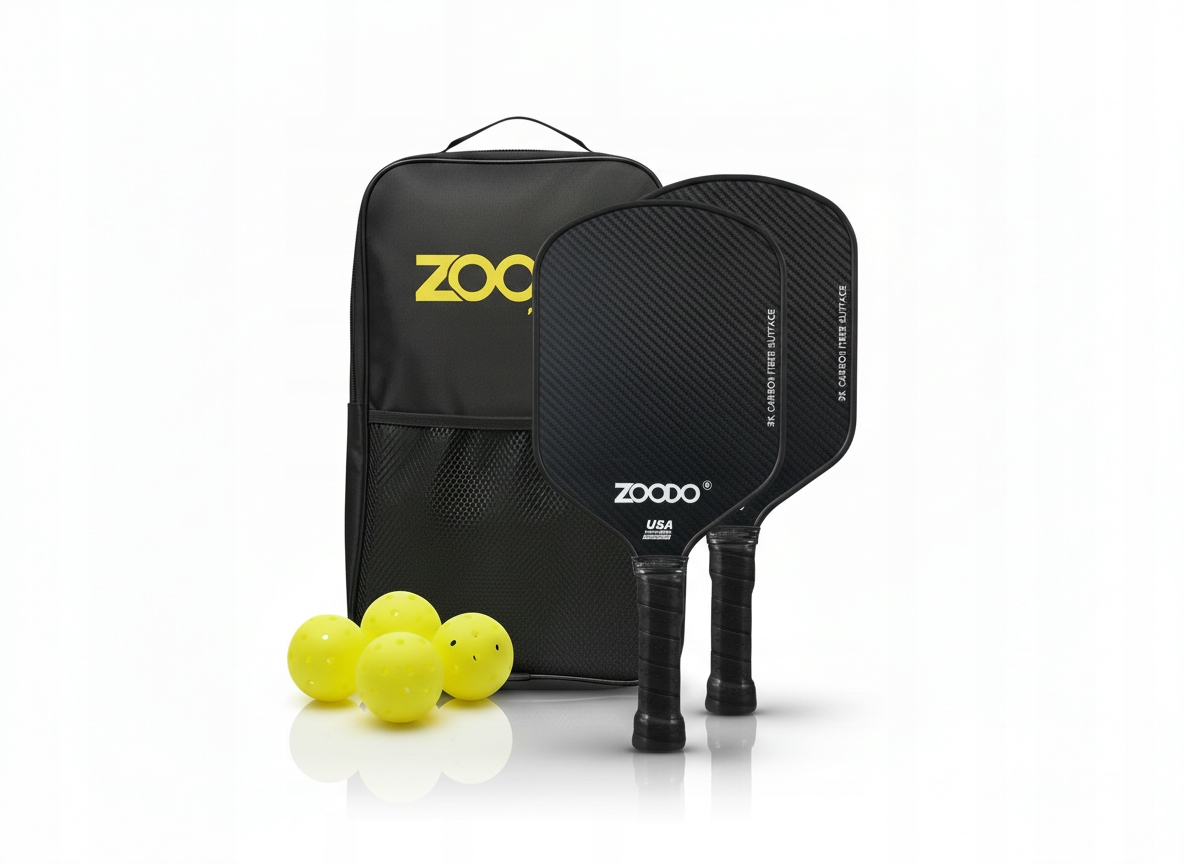 Rakiety do Pickleball Zoodo P6 3K carbon fiber Black 4 piłki Usapa