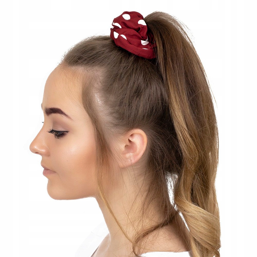 GUMKA do włosów frotka SCRUNCHIES kropki CZERWONA Rodzaj pojedyncza gumka