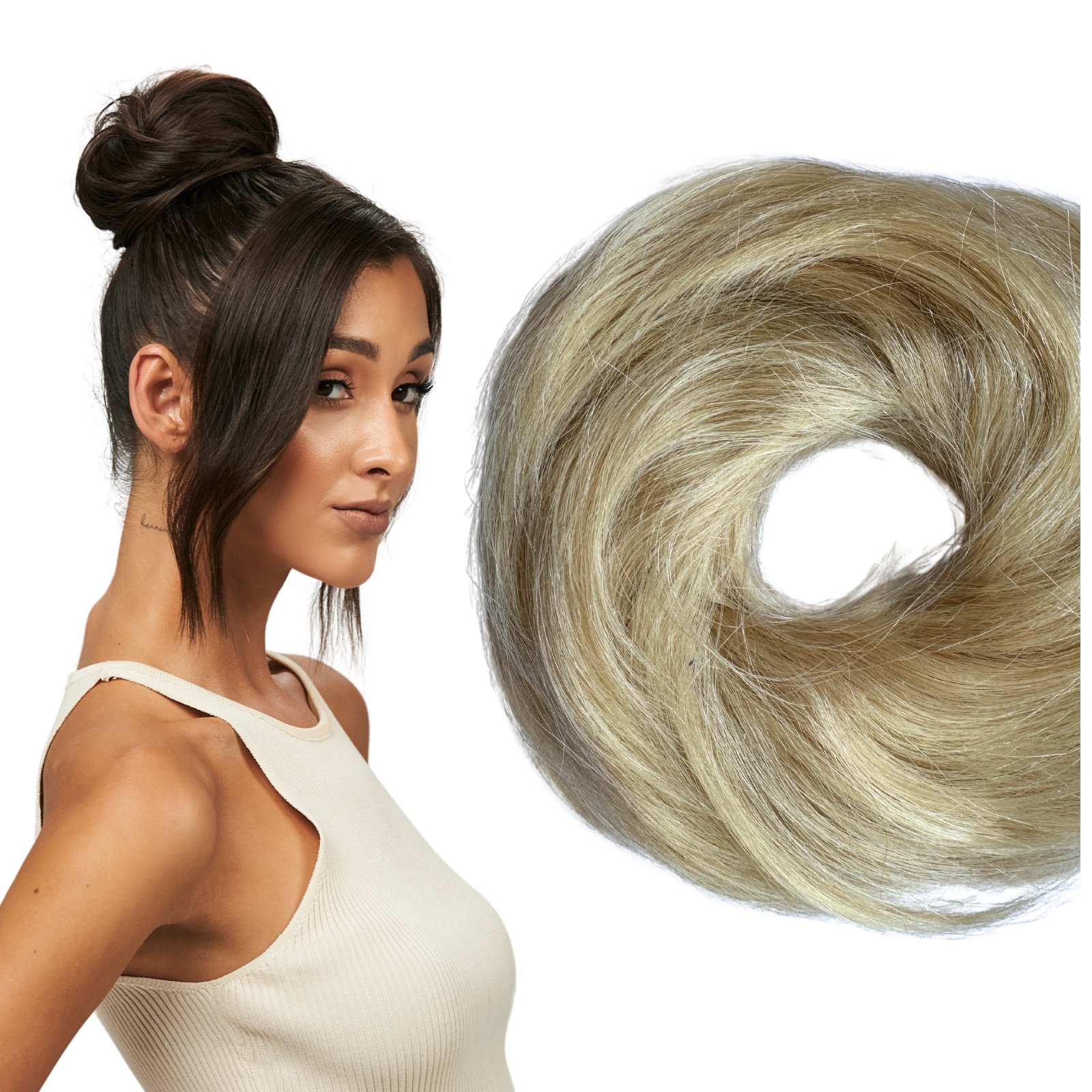 Přírodní vlasy na gumičce drdol, výplň dopinka messy bun koček, 7 Barev