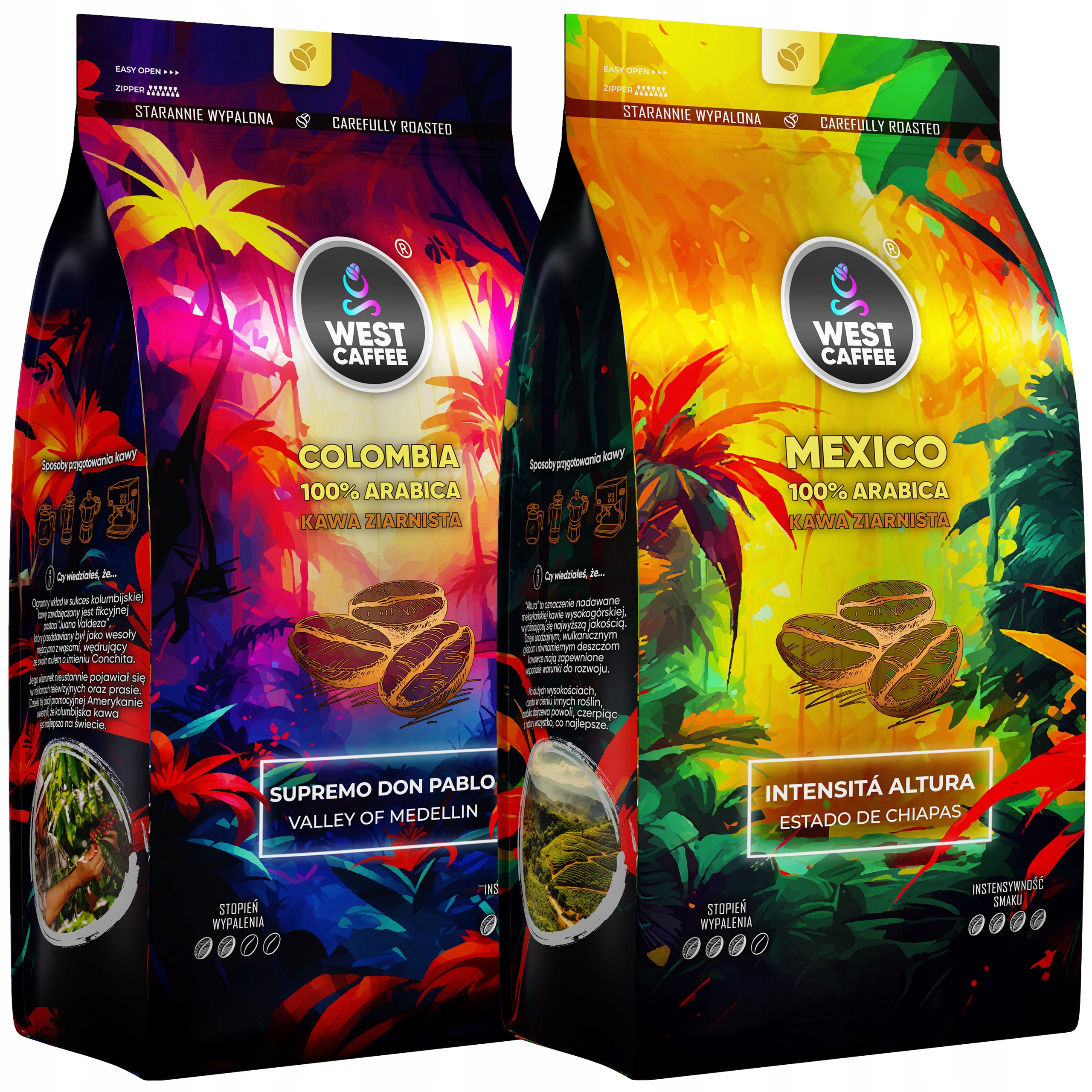 Levně Káva Zrnková 2KG Set Mexiko Kolumbie 100% Arabica Čerstvě pražená