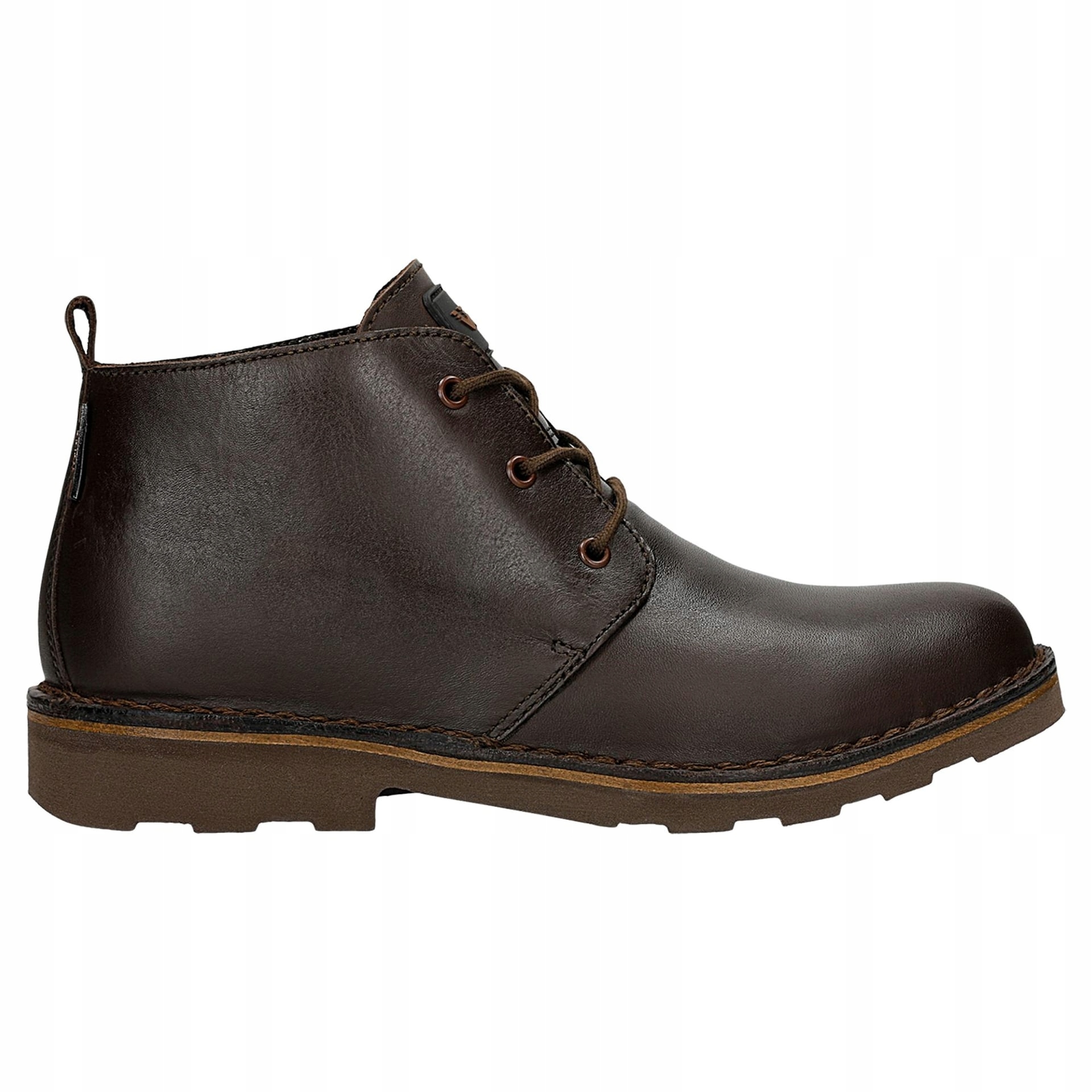 Hnědé kožené chukka kotníkové boty na zip, vel. 43