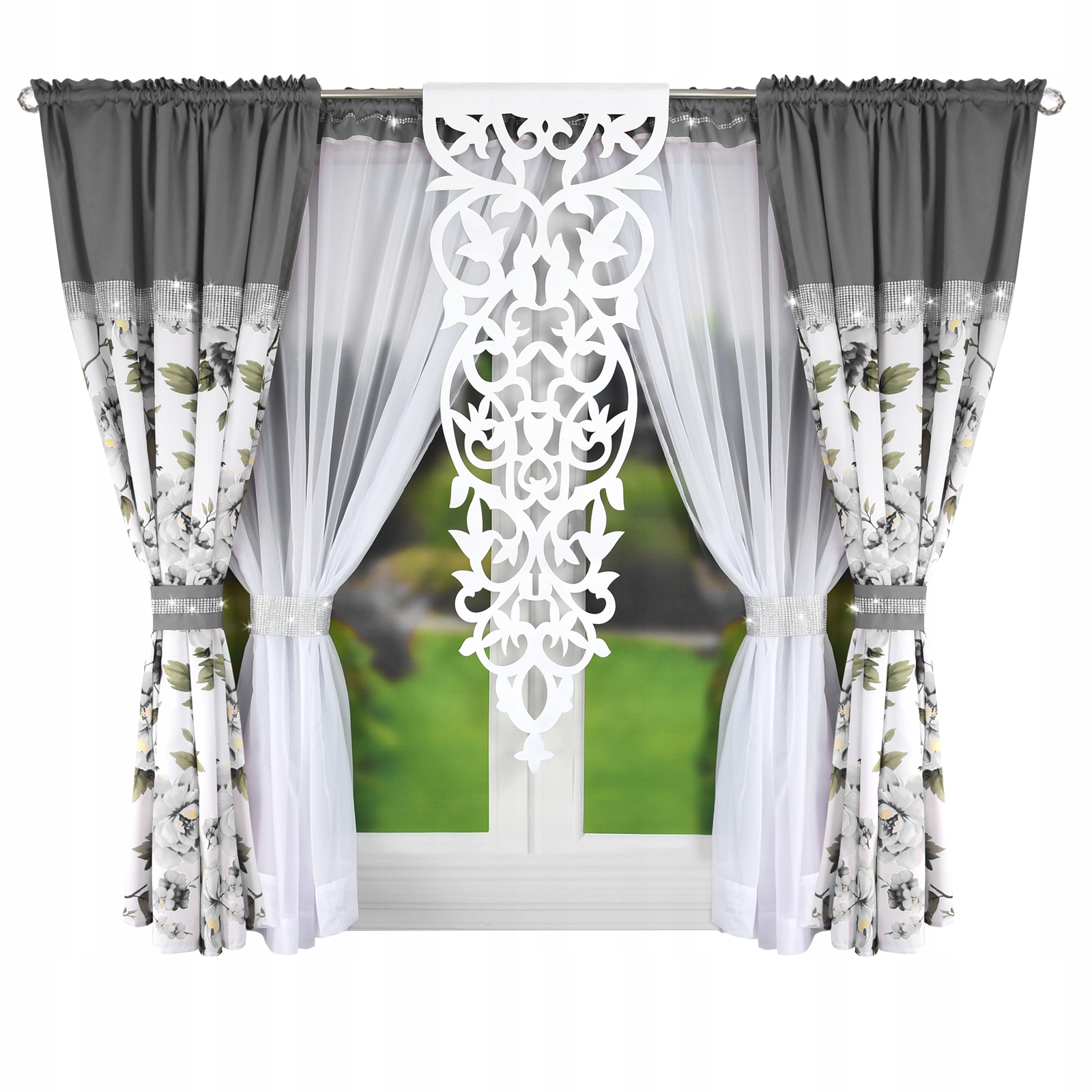 Zestaw Firan 400 X 180 CM Z Ażurem
