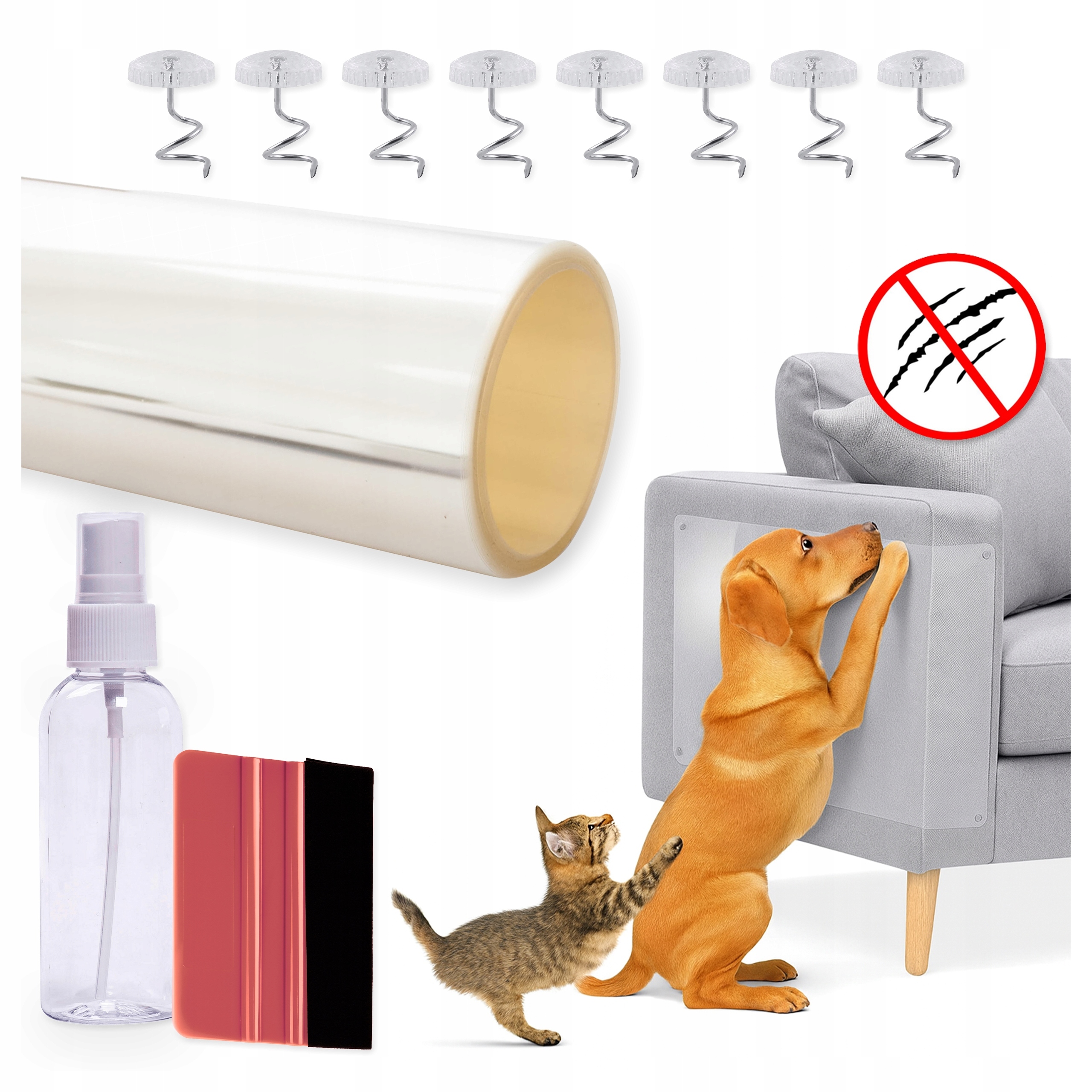 Levně Fólie Škrabadlo 100x152 cm proti poškrábání dveří Nábytek Pes Kočka Tlustá