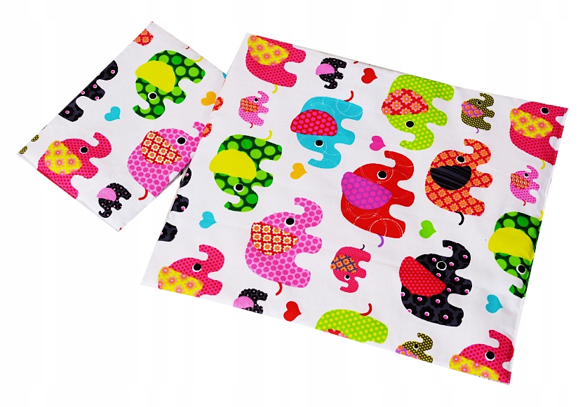 POŚCIEL DO WÓZKA DLA LALEK BAWEŁNA KOŁDERKA PODUSIA DO ŁÓŻECZKA SŁONIKI