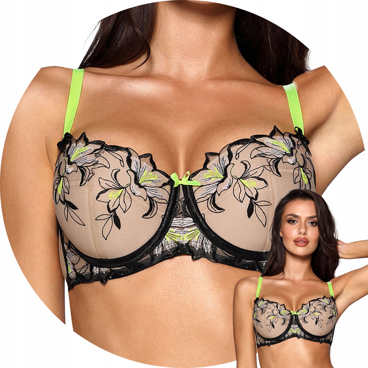 Axami V-10151 béžovo-černá 65D push-up podprsenka