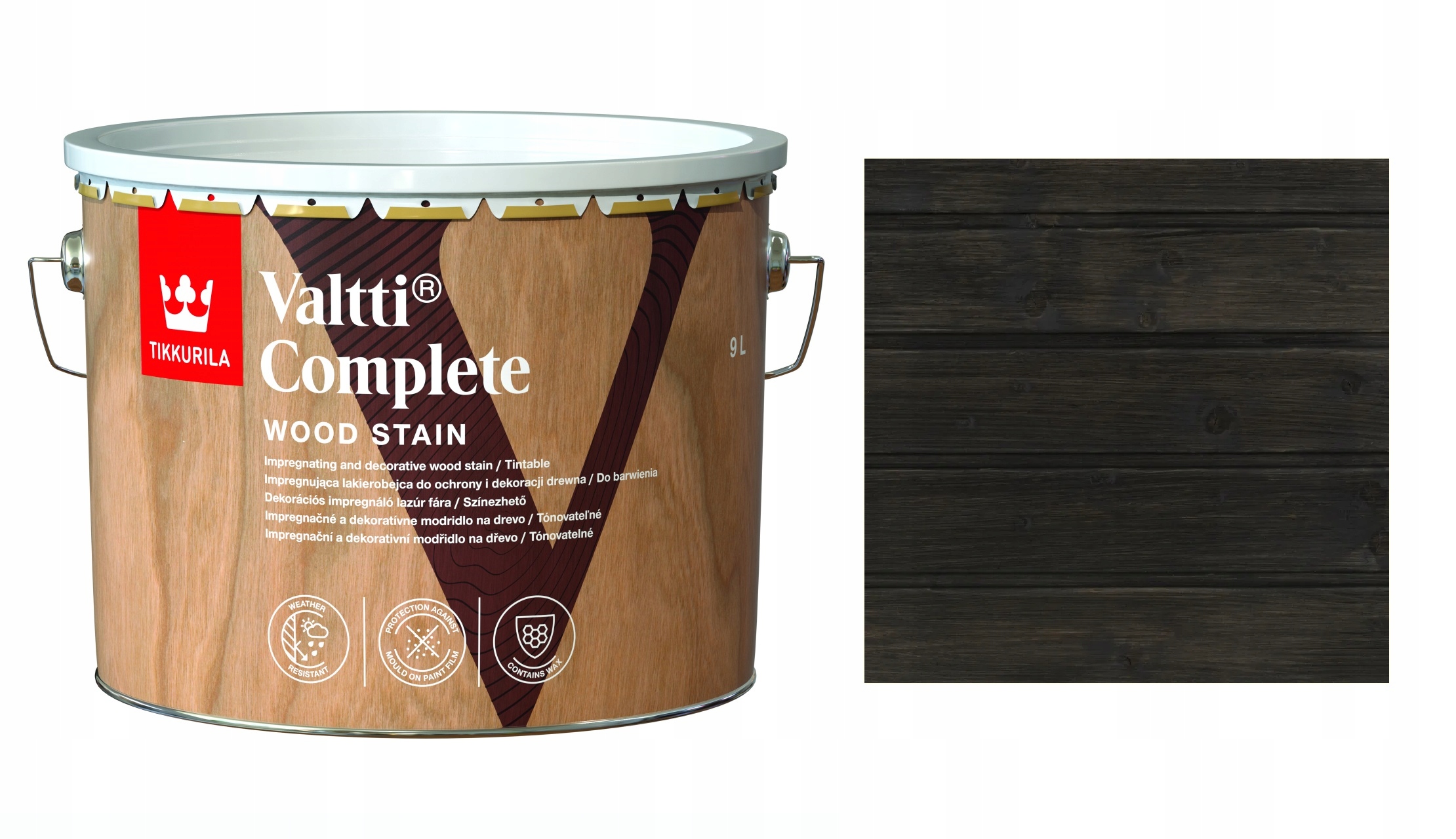 Tikkurila Valtti Complete 9L 219A Black Woodpecker Rozpouští Lak.