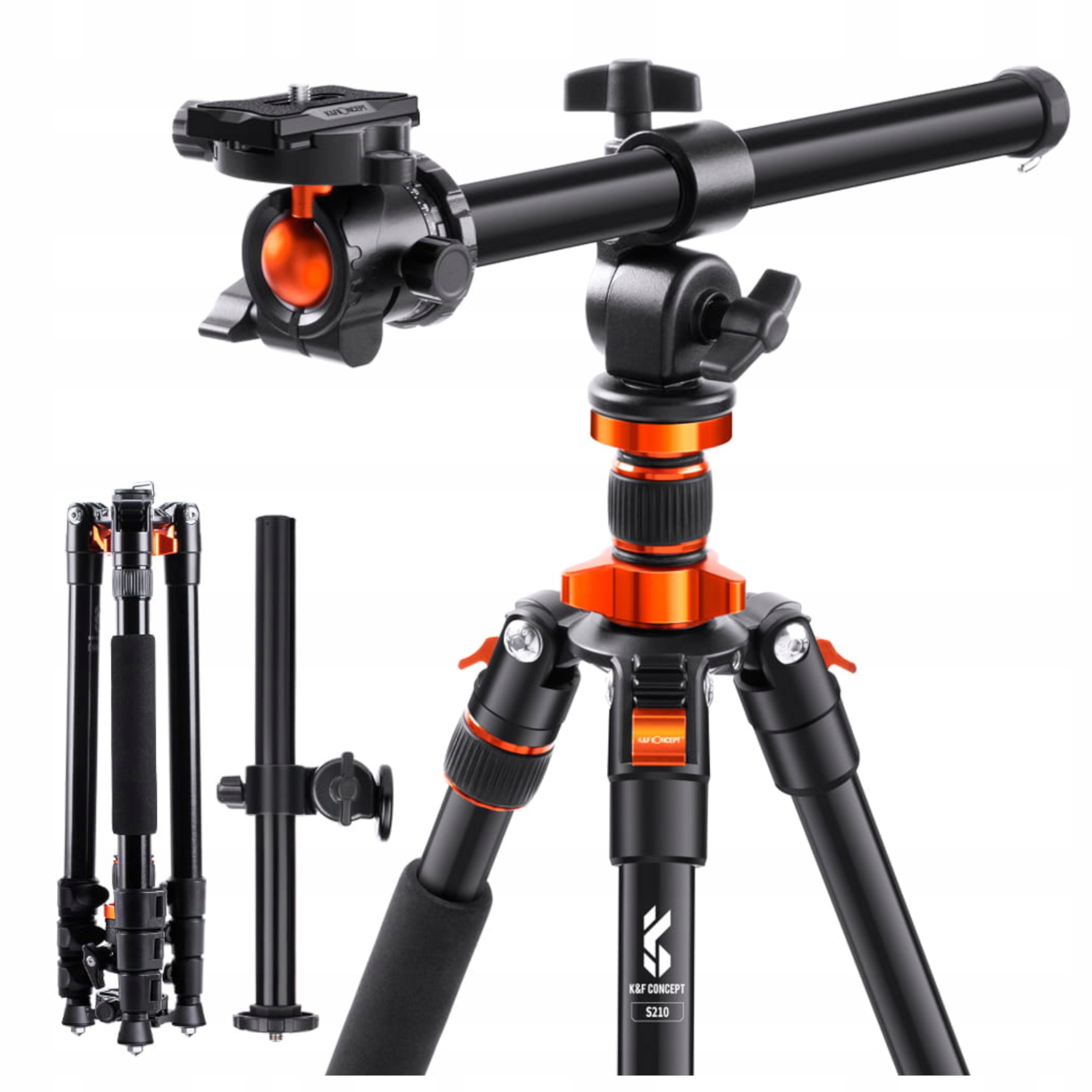 Tripod Fotografický Stativ K&f Aluminiový 231CM K234A7 horizontální sedlovka