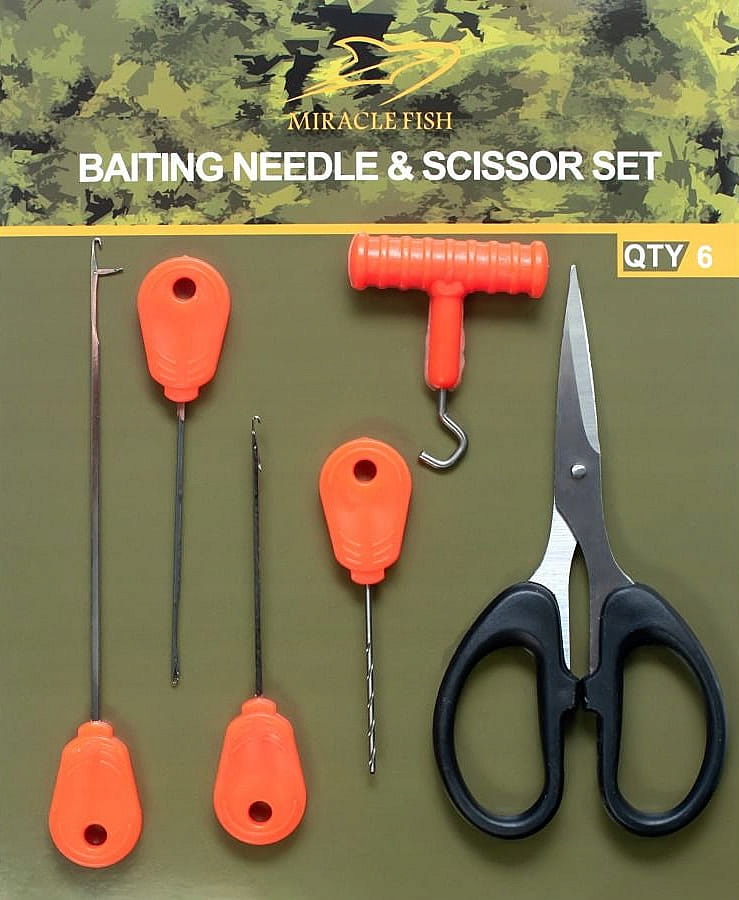 ZESTAW KARPIOWY 6 ELEMENTÓW NOŻYCZKI IGŁA WIERTŁO