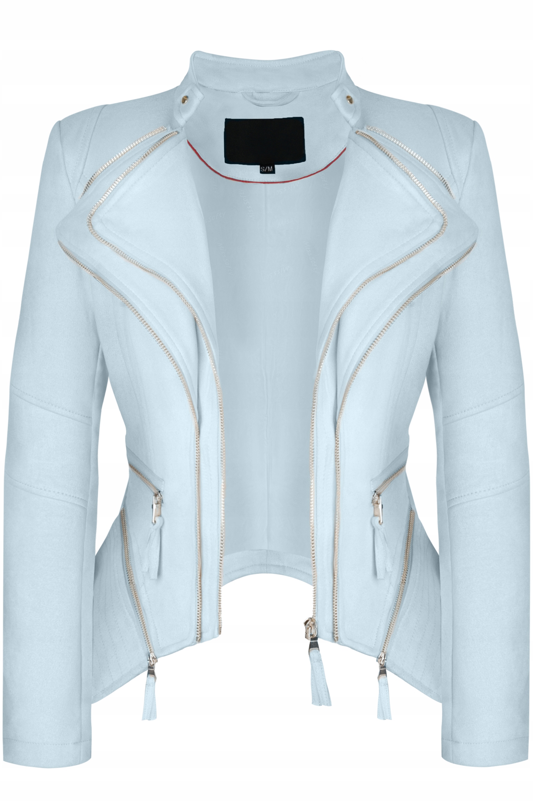 KURTKA DAMSKA SKÓRZANA ZAMSZOWA PRZEJŚCIOWA BŁĘKIT Rodzaj ramoneska