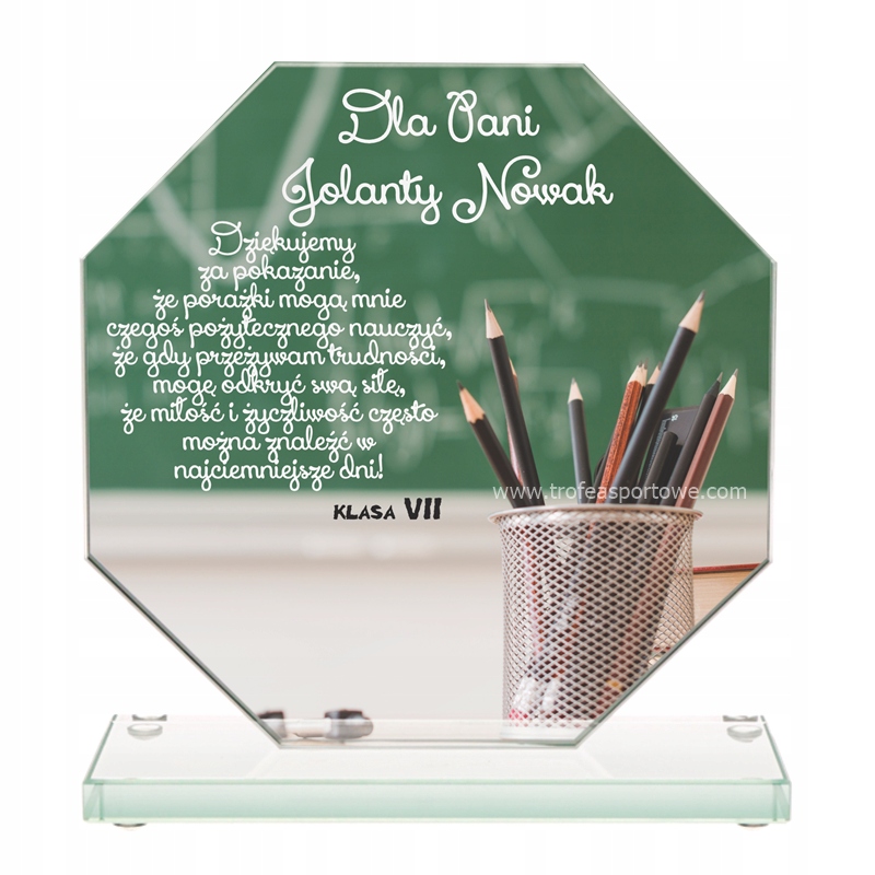 Velká skleněná soška pro Učitele Vychovatele