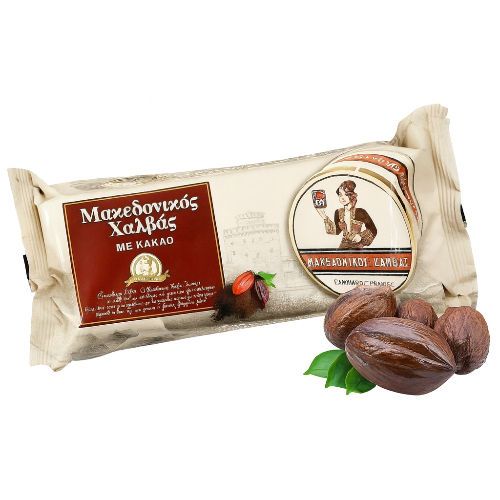 Levně Řecká originální chalva s kakaem Makedonikos 800 g, lahodná a zdravá