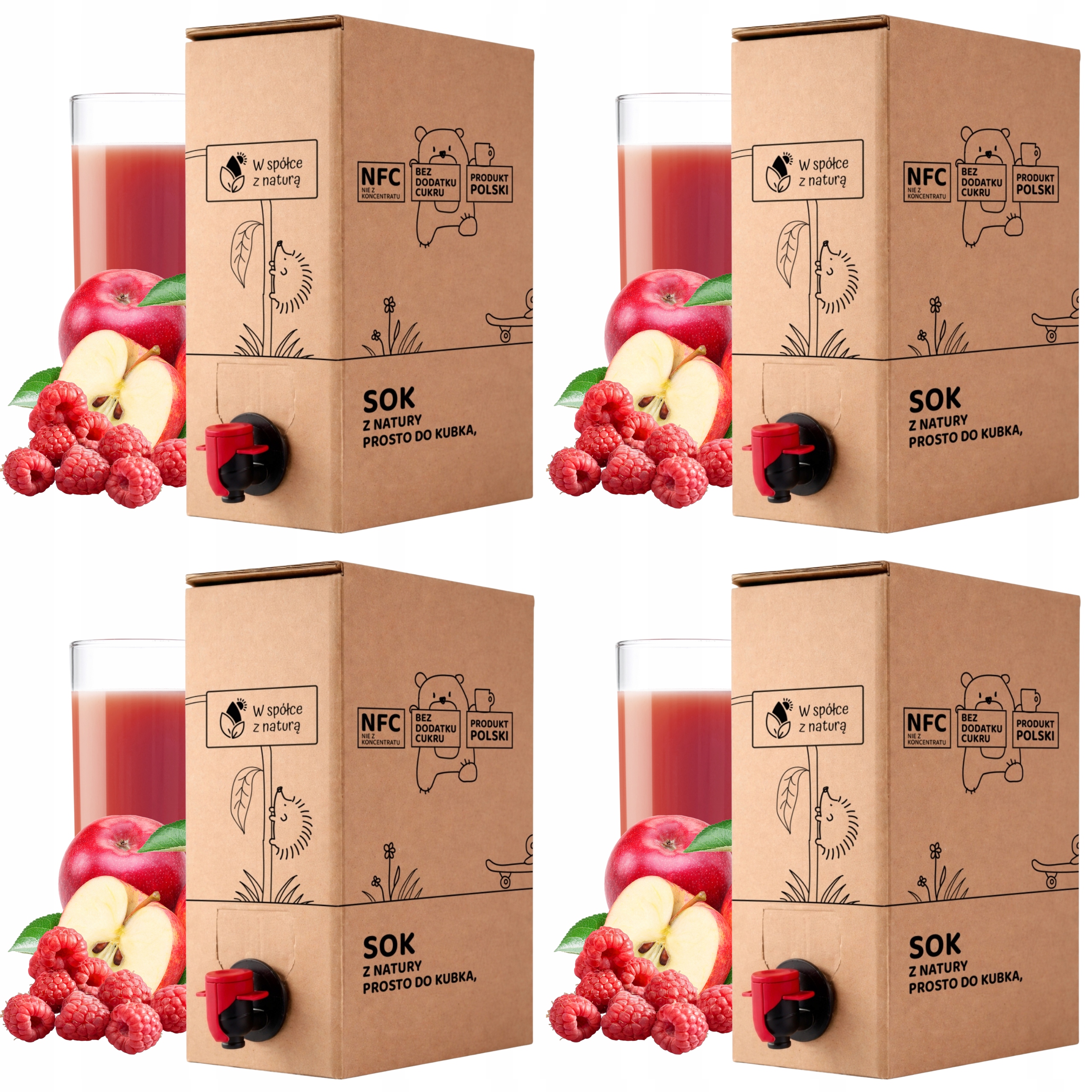 Sok z Jabłek i Malin 5l 100% Nfc Tłoczony Sok Jabłko-Malina 5l zestaw