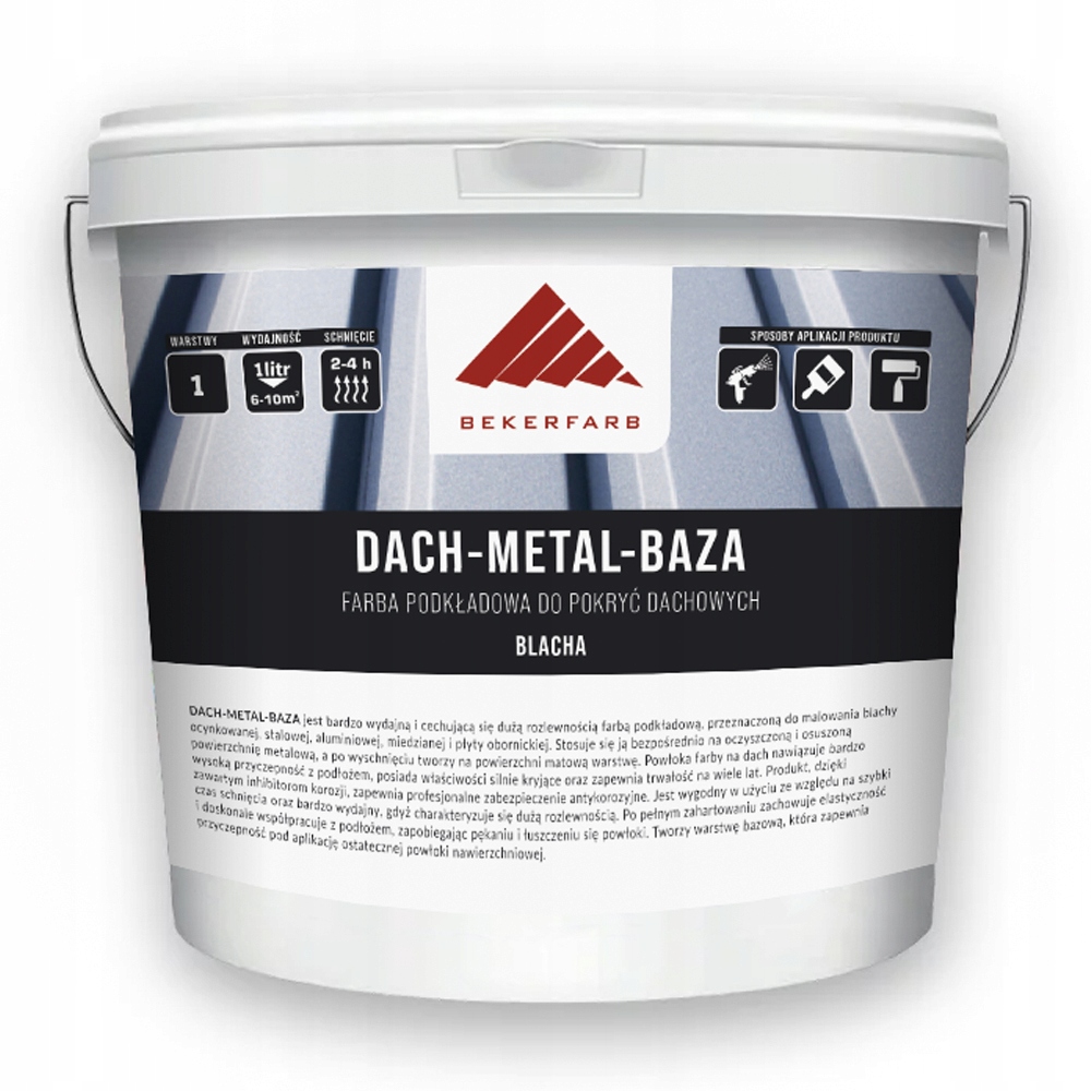 Farba na Dach Podkładowa do Dachu z Blachy 10L Kolory