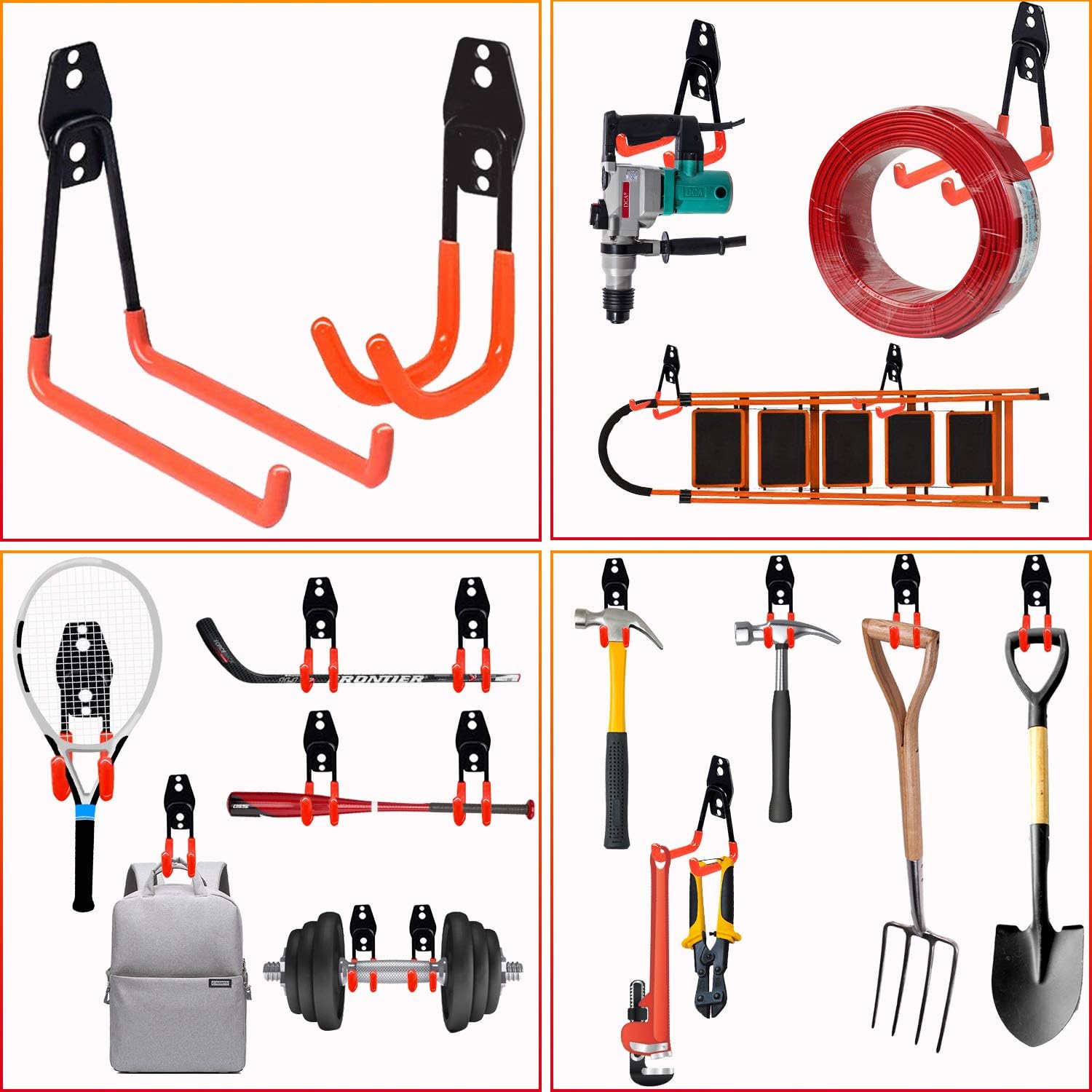 Haczyki ścienne do garażu wytrzymałe organizer ścienny na narzędzia 10 szt. Marka inna