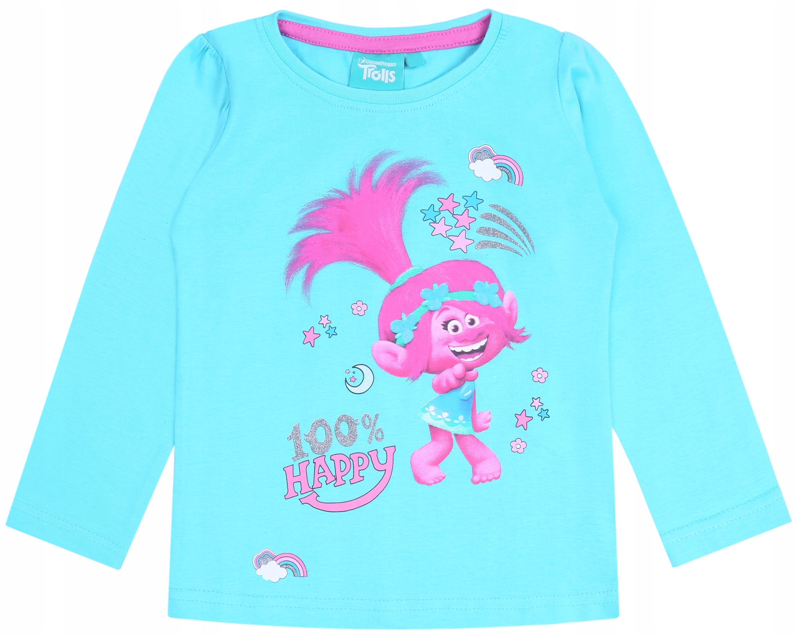 

Turkusowa bluzka z długim rękawem Trolls 128 cm