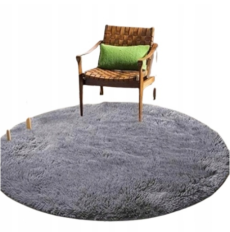 Koberec Kulatý 200 cm Kožešinový Shaggy do obývacího pokoje Plyšový Měkký XXL