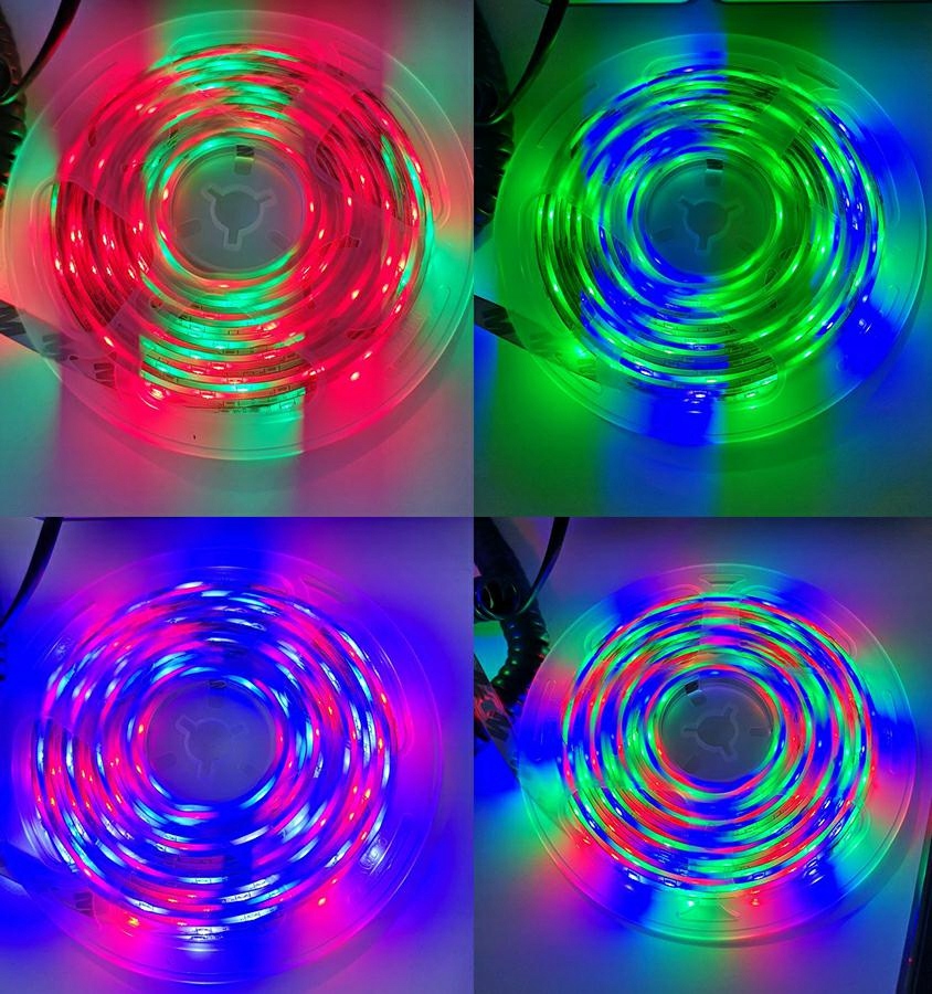 TAŚMA LED SMD WODOODPORNA 5M RGB KOLOROWA + PILOT Napięcie (V) 12V DC