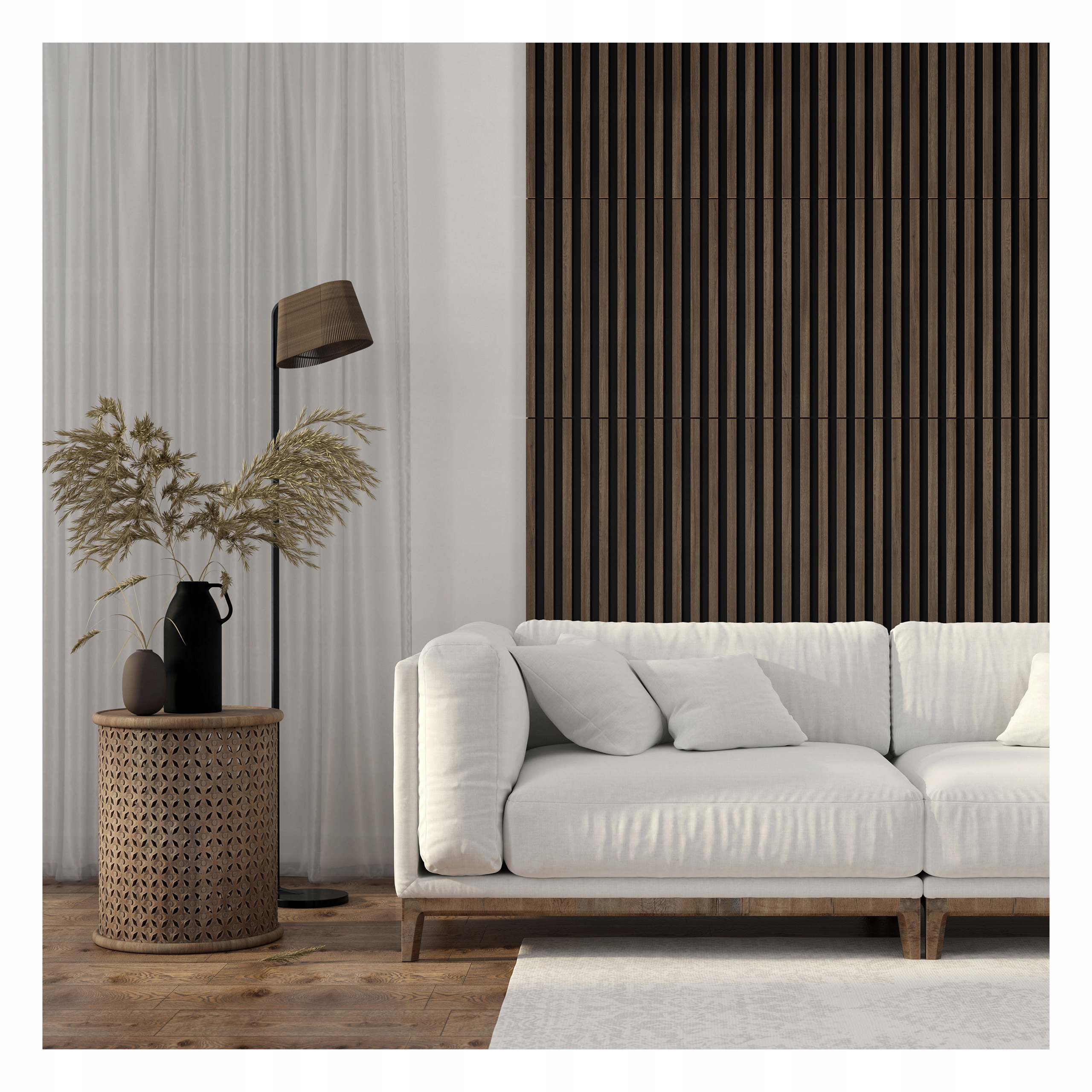 Lamele ścienne na płycie akustyczne 12szt 60x60cm 0,36m2 panele dekoracyjne Długość 60 cm