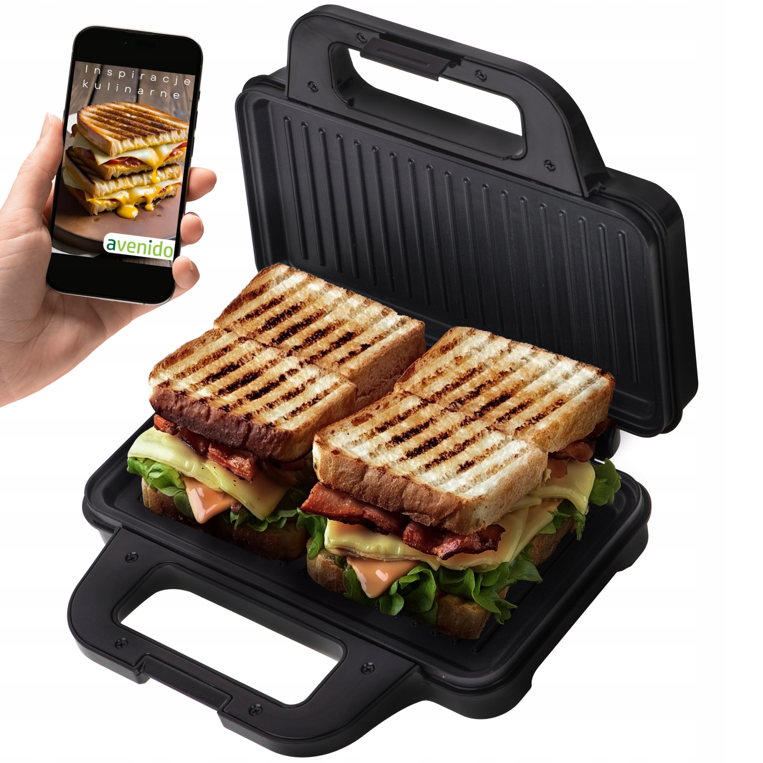 Opékač Sendvičů Panini Elektrický Gril Na Sendviče 1400W Nepřilnavý