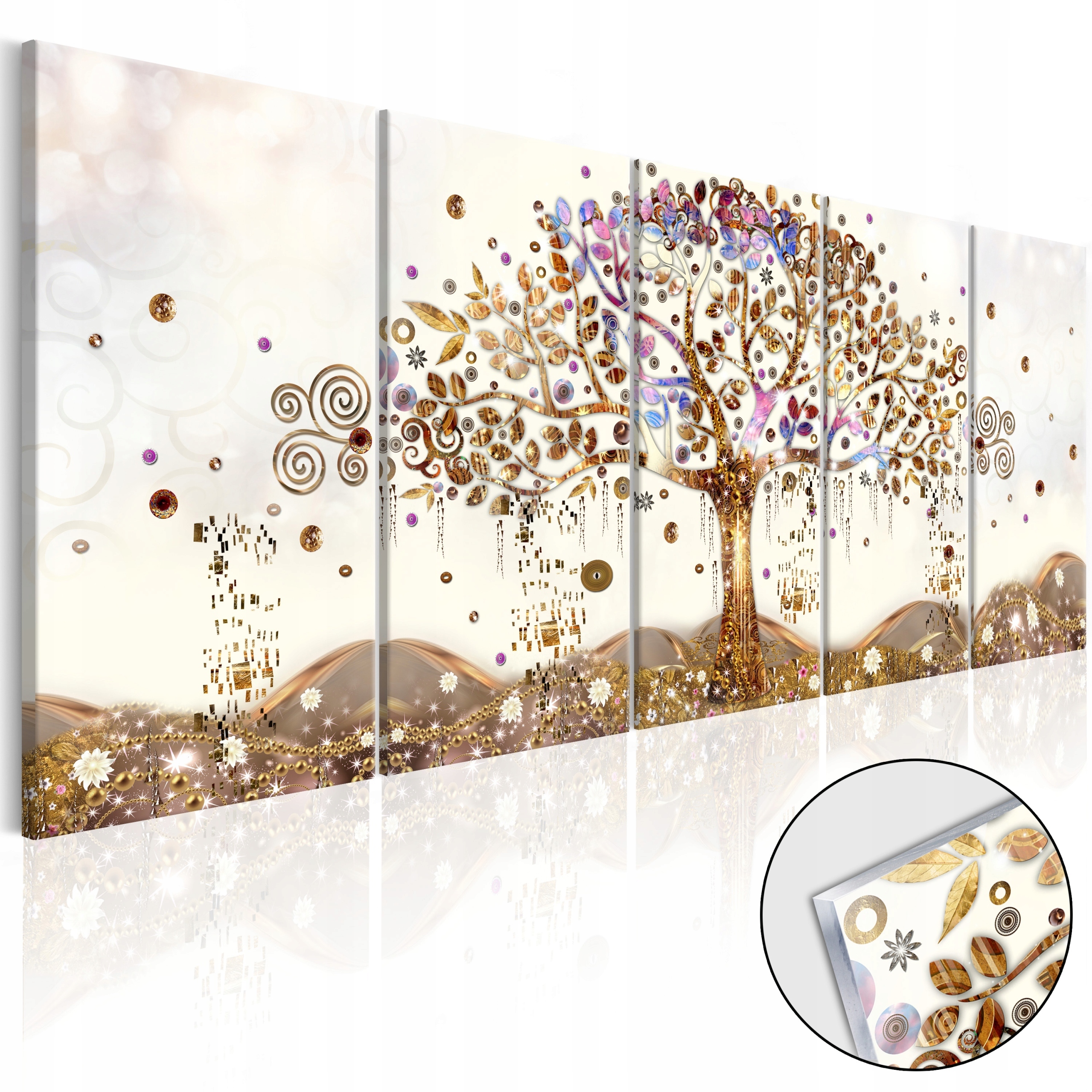 Obraz Na Skle Akryl 5 Částečný Strom Života Klimt Do Koupelny 3D 200x80