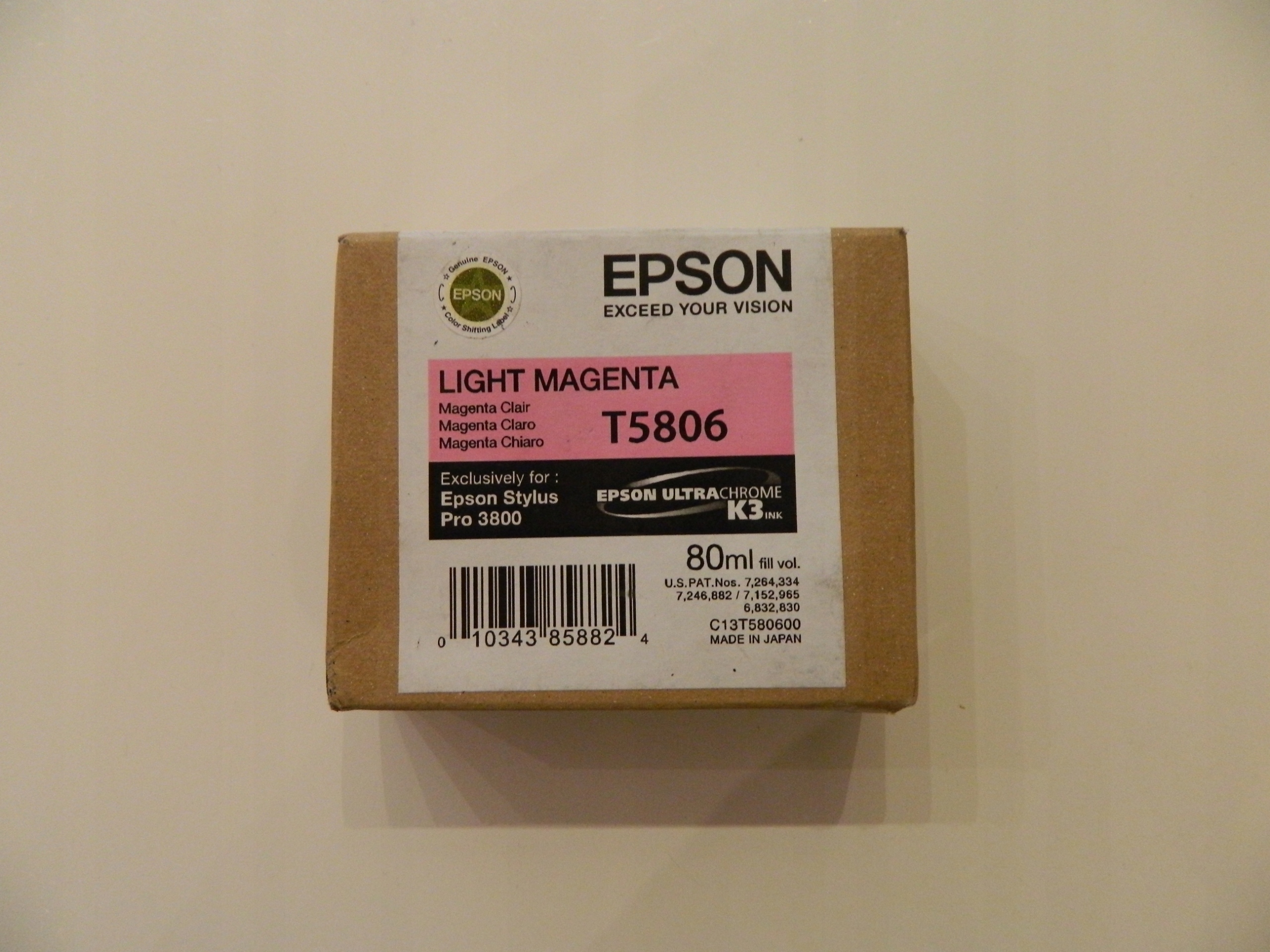 Originálny Atrament Epson T5806 Light Magenta 3800