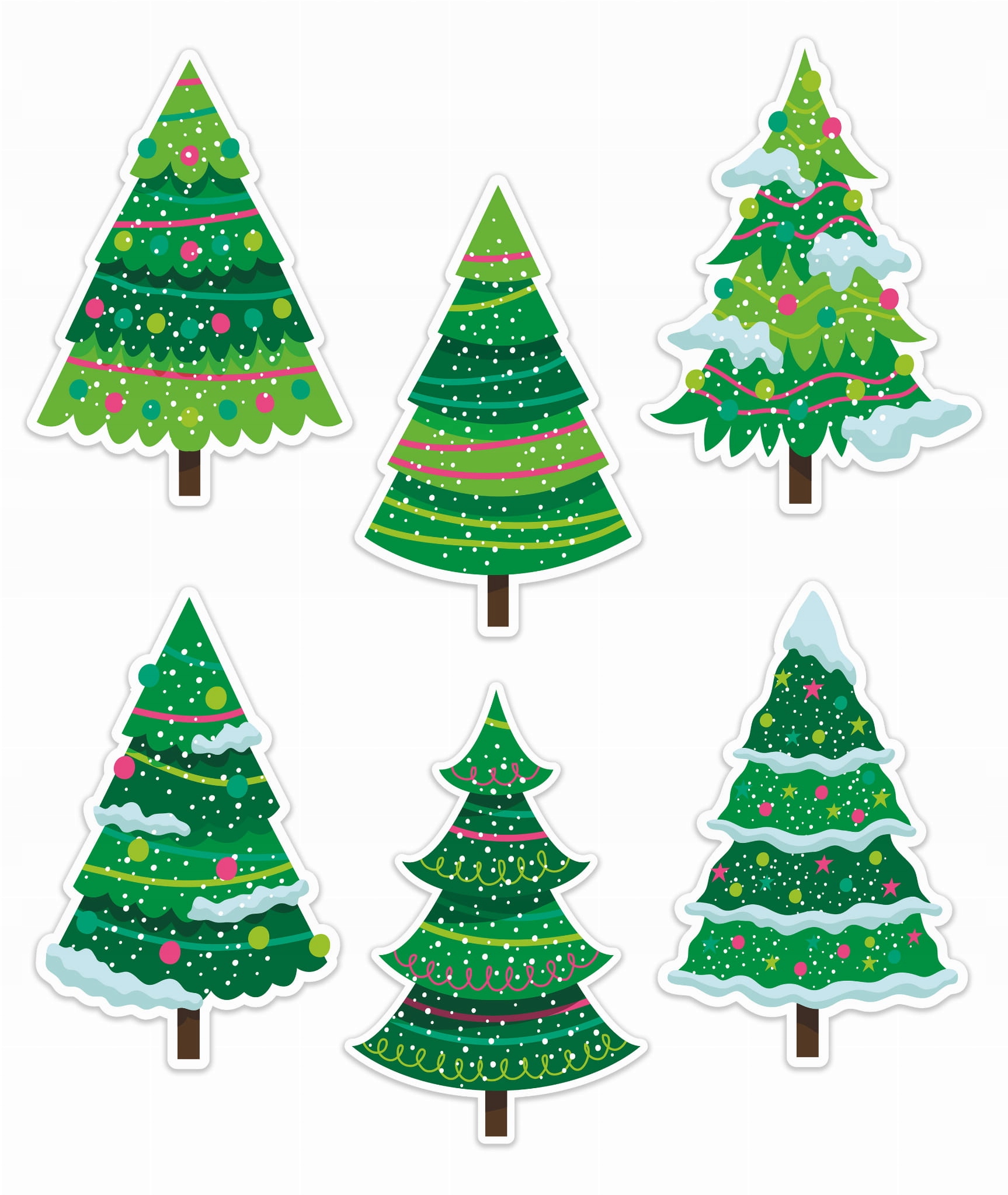 DEKORACJA ZIMOWA ŚWIĄTECZNA NA GAZETKĘ - CHOINKI (6 sztuk) - LearnHow