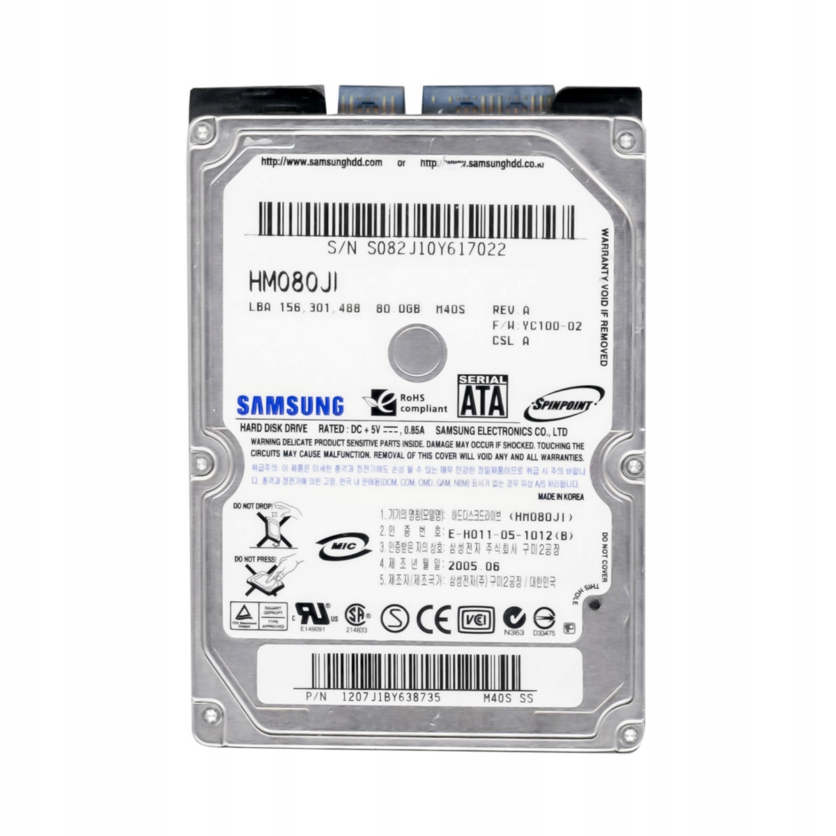 Samsung SpinPoint 80GB 5.4K 8MB Sata II 2.5'' HM080JI