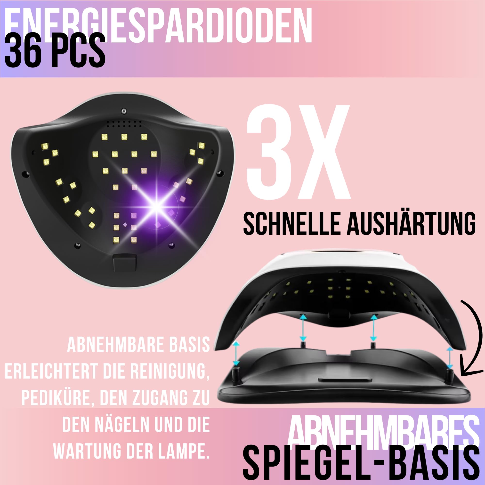 GASHIO Lampa UV LED Do Paznokci 168W Z Czujnikiem I Timerem — miniatura 9