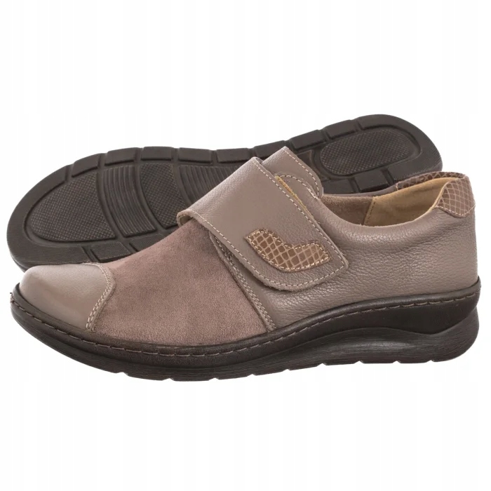 Kožené boty Dámské polobotky na klínku Helios Hnědé 462 63.002