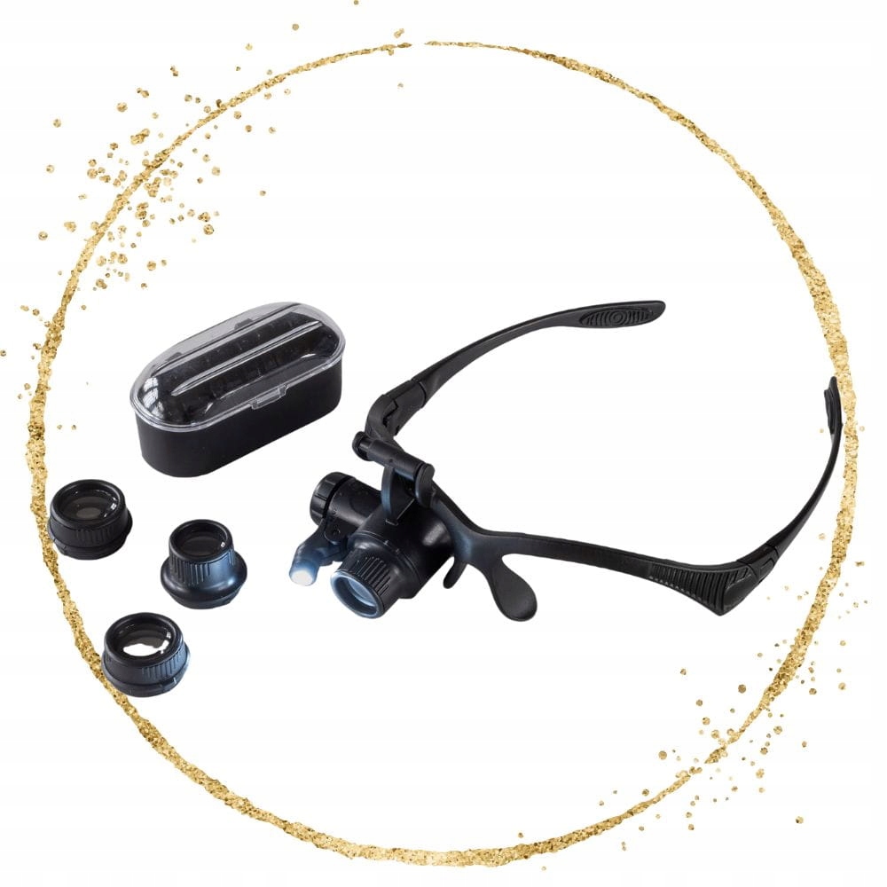 Lupa x 25 Monokel zvětšovací brýle s Led s výměnnými čočkami L