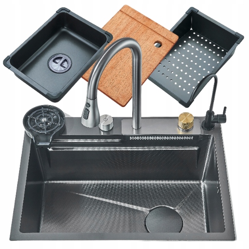Jednokomorový Kuchynský Drez S Odkvapkávačom, Oceľový Set S Batériou, Odkvapkávač