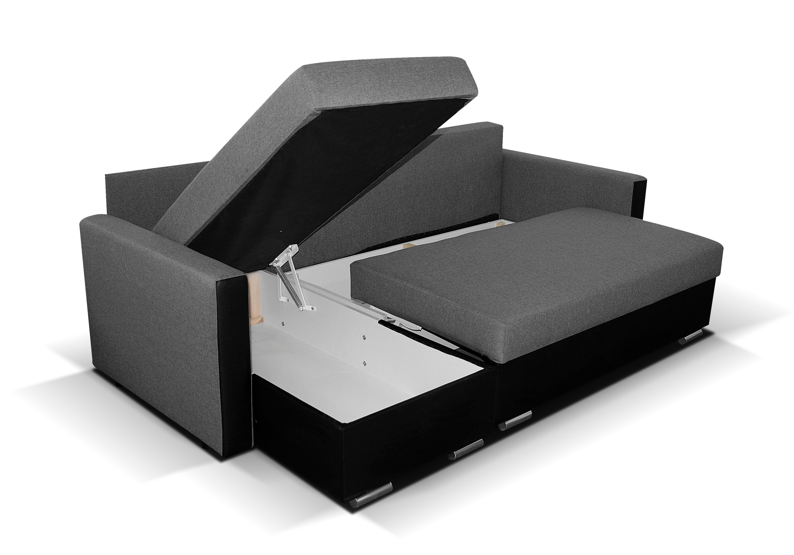 NAROŻNIK 2x pojemnik funkcja spania sprężyny Głębokość mebla 140 cm