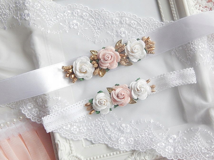 RÓŻANY Zestaw do chrztu OPASKA i PASEK do sukienki Marka Inna marka