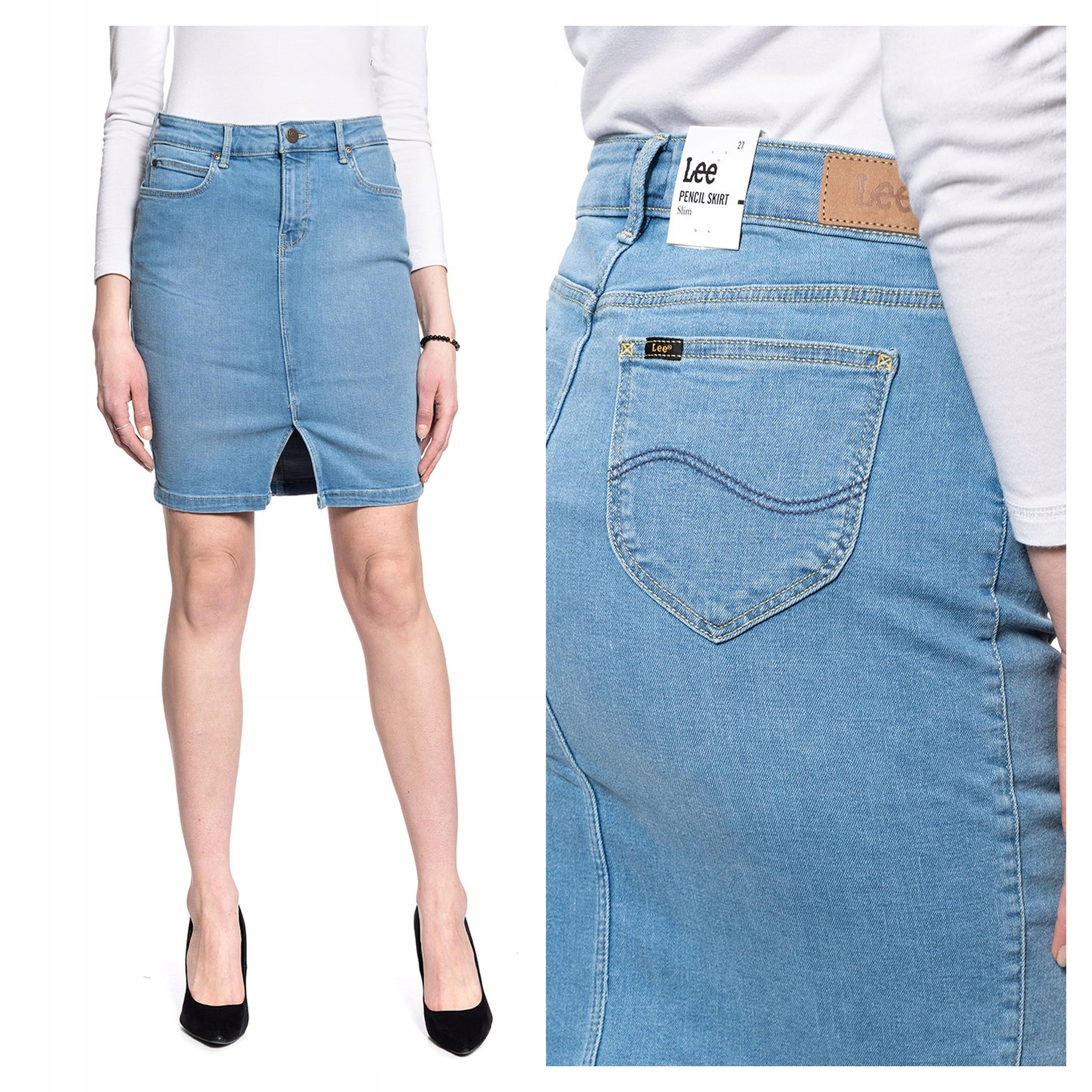 Sukně džínová sukně Lee Pencil Skirt Přiléhavá Modrá W28